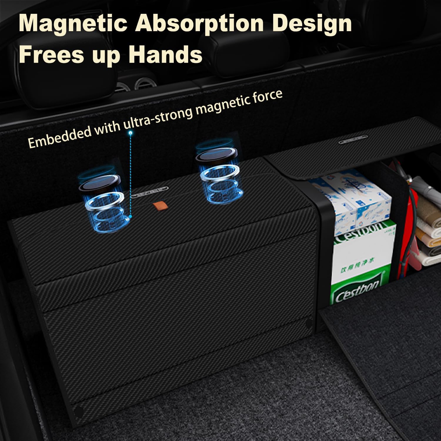 GMQ Car Trunk Organizer Large Capacity Black