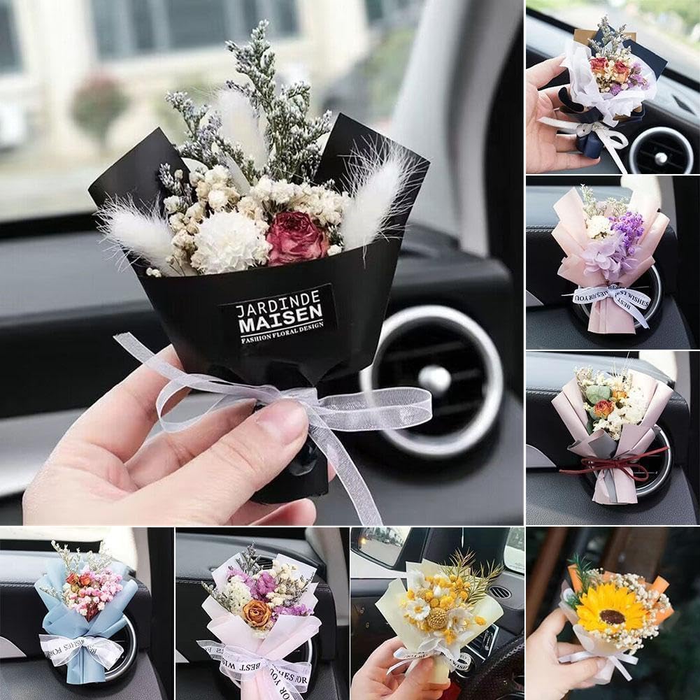 Blue Mini Dried Flower Car Air Freshener Vent Clip