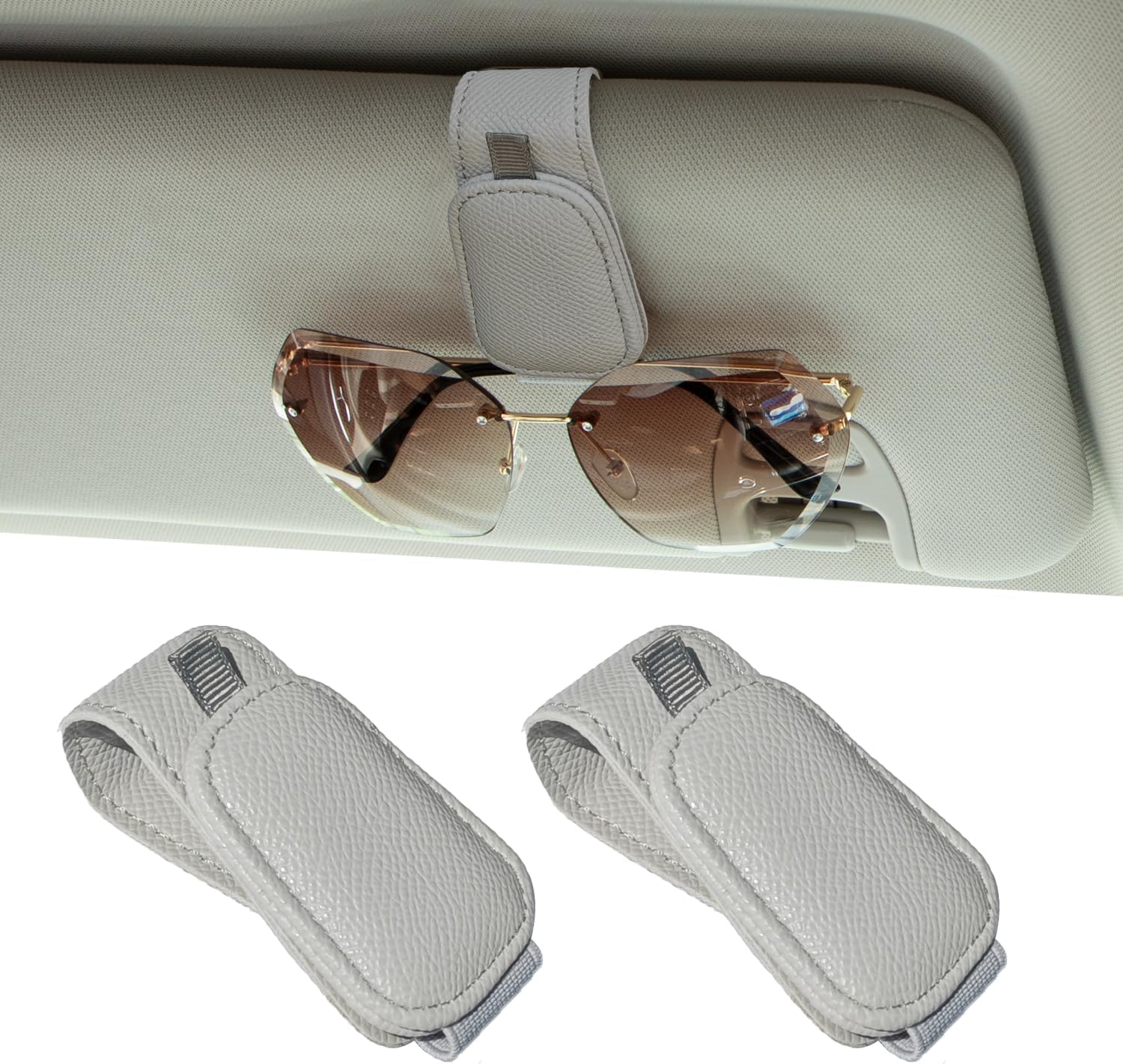 Yuoyar 2 Pack Magnetic Sunglass Holder for Car Visor