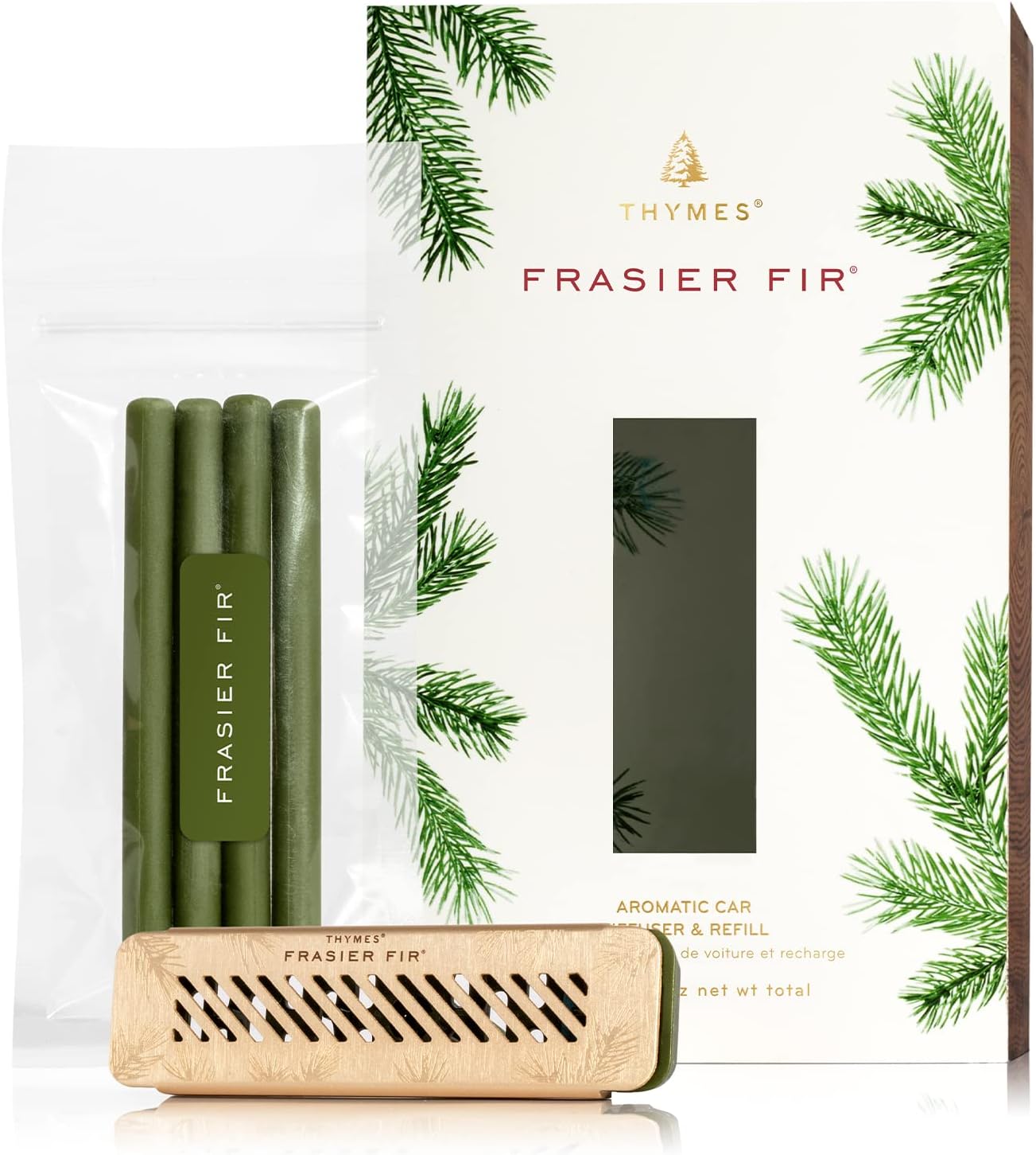 Thymes Frasier Fir Car Diffuser Kit with Refills