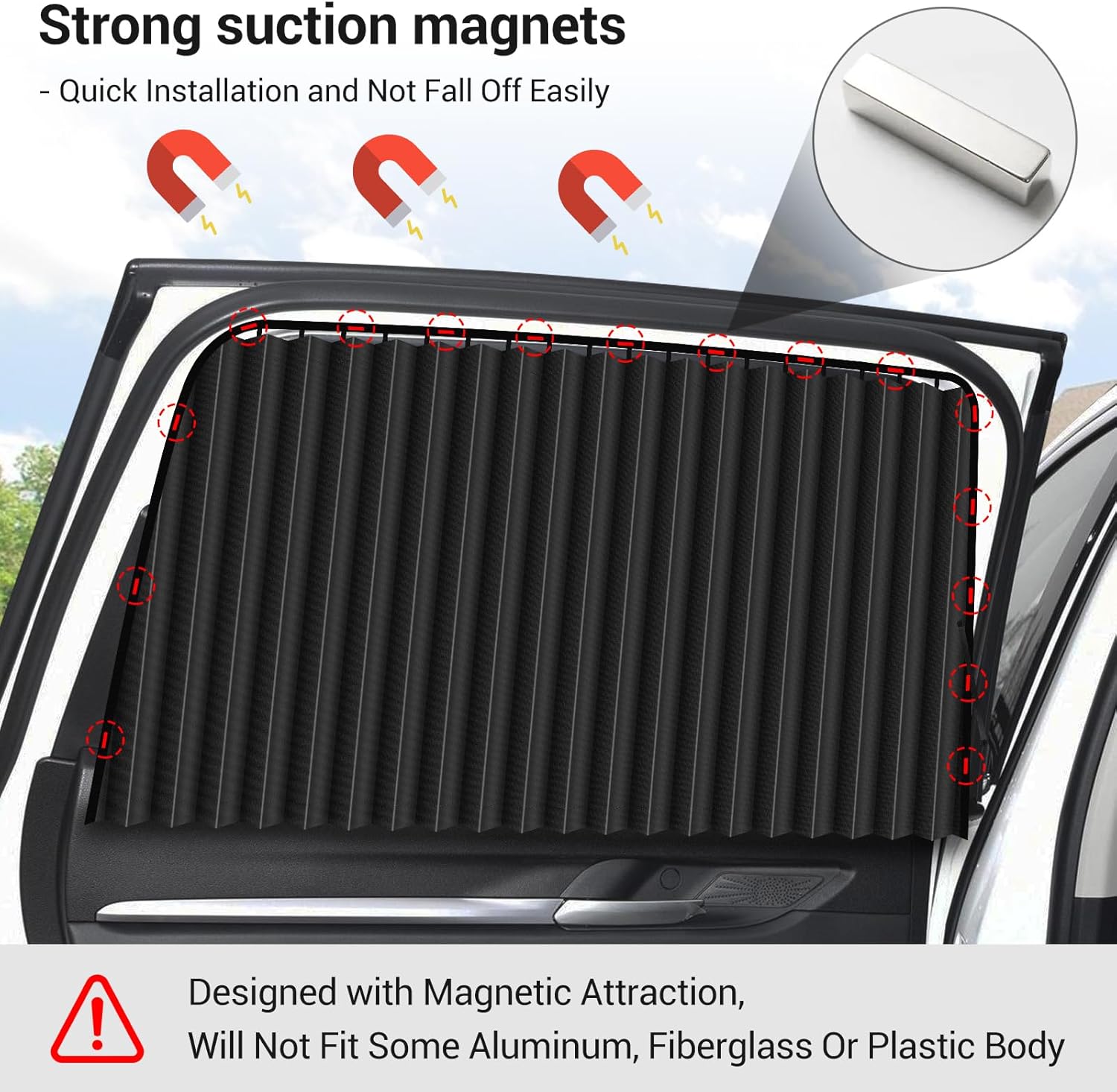 ZATOOTO 4 PCS Side Window Sun Shade Black Privacy Cover