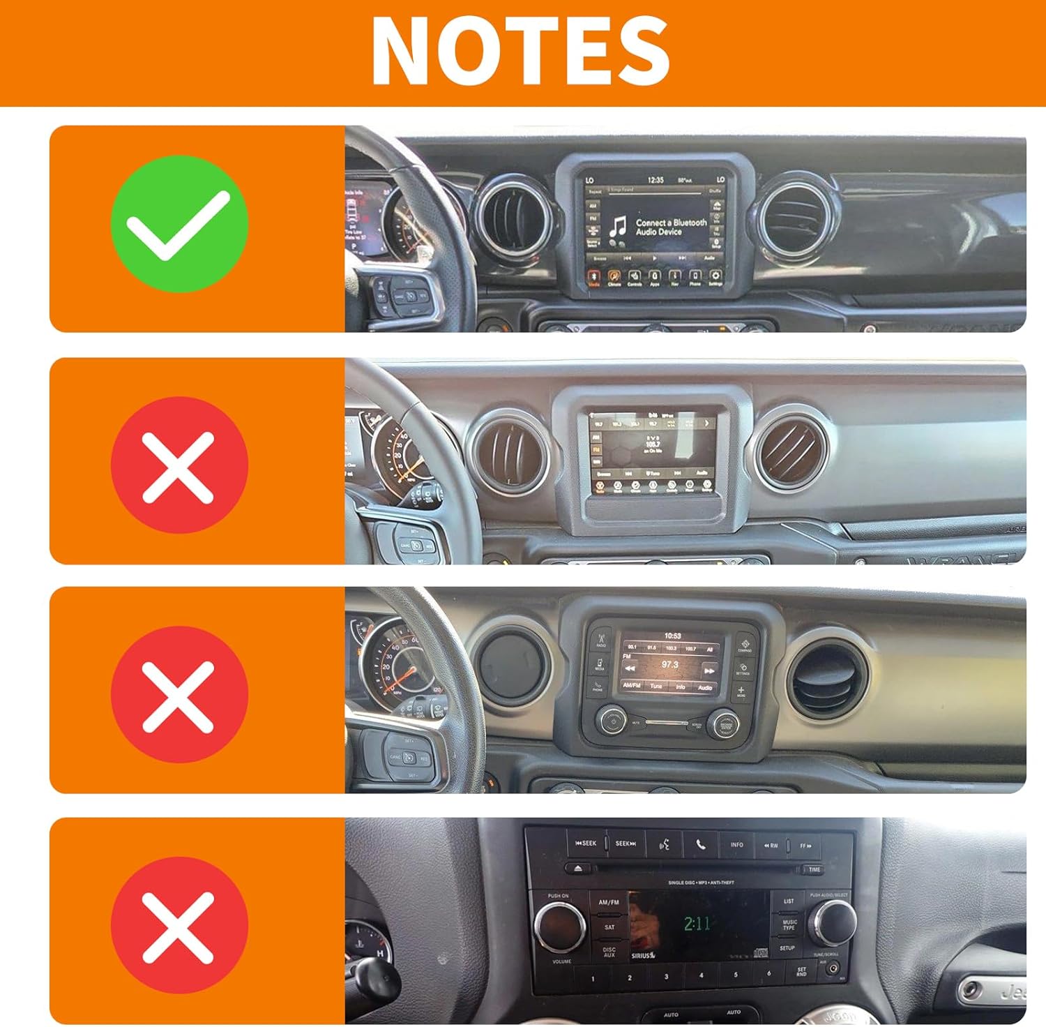 RT-TCZ Jeep JL Center Console Radio Trim Cover 84 inch White
