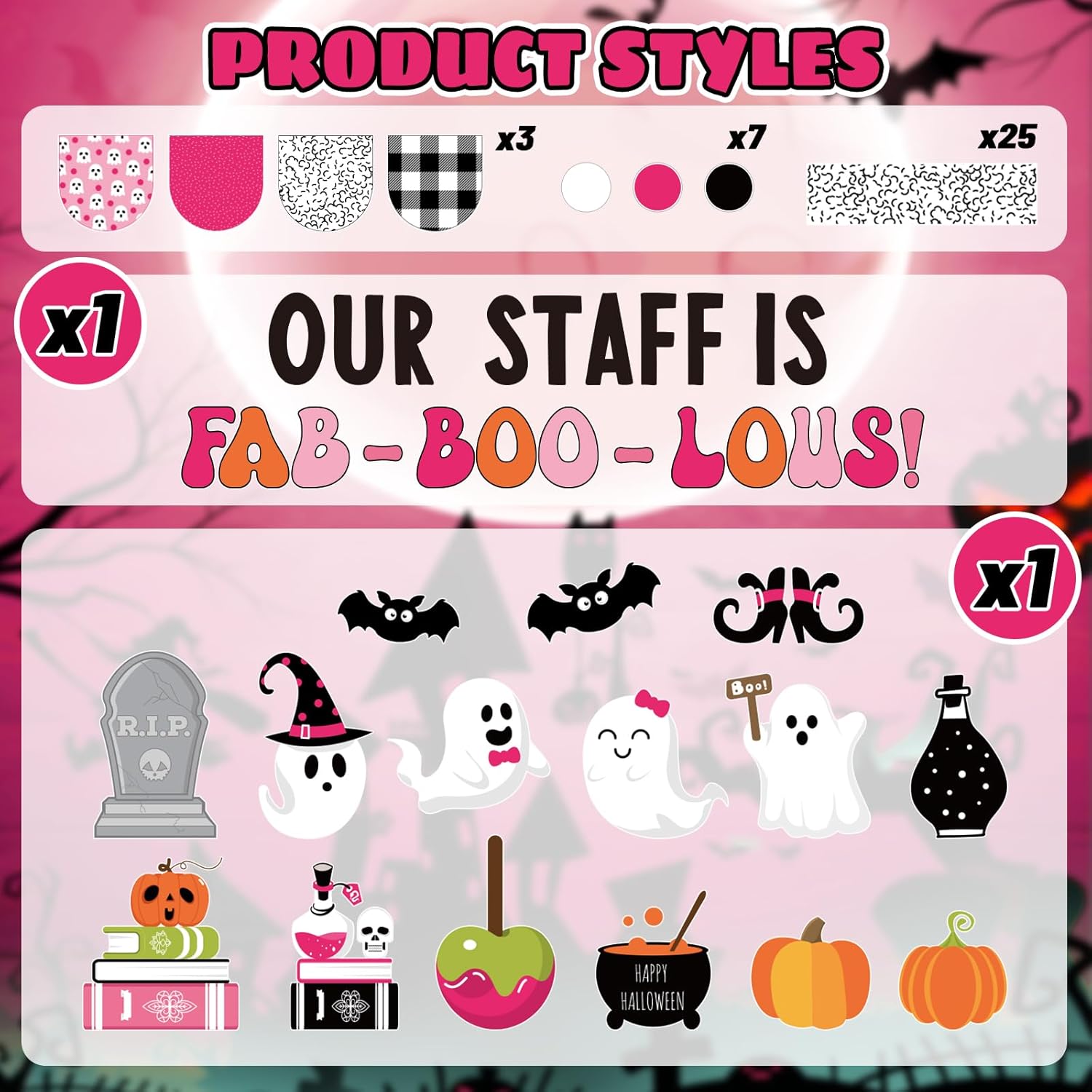 97Pcs Halloween Ghost Bulletin Board Decoration Set
