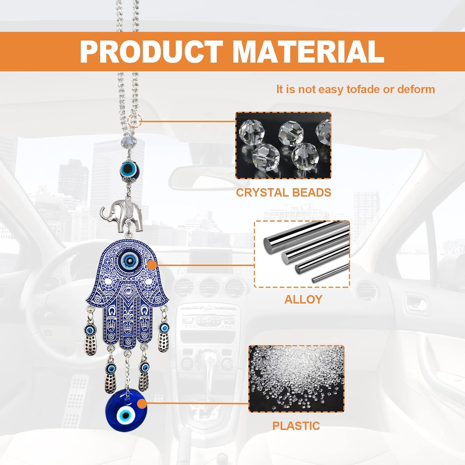 KEVWR Evil Eye Car Hanging Ornament with Tassel