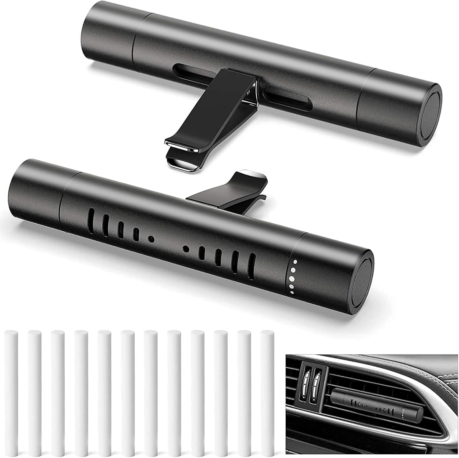 Home-Cloud 2 Pack Car Air Freshener Clips with 12 Refill Sticks