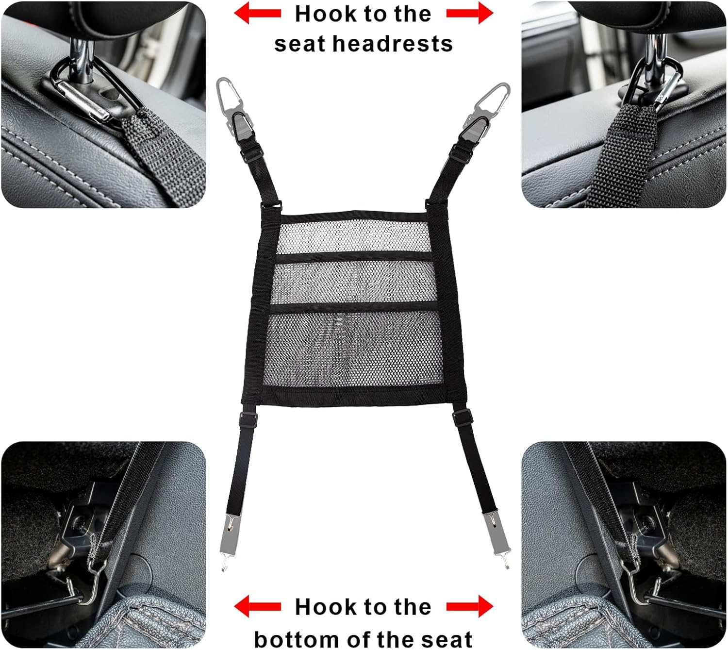 VEHIRIE 3-Layer Seat Back Organizer Black 118x118 Inch
