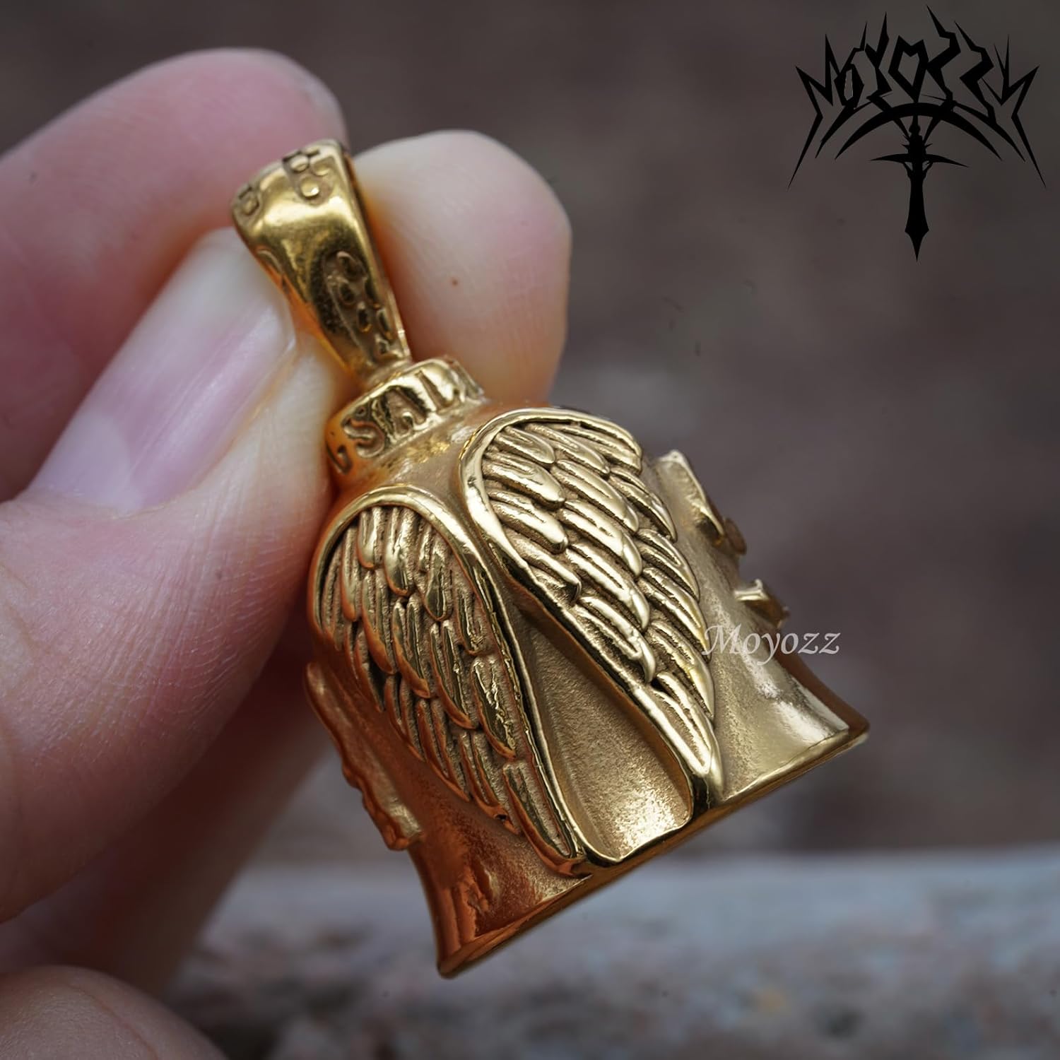 Angel Wing Knight Bell Letters Motorcycle Guardian Bell - Gold