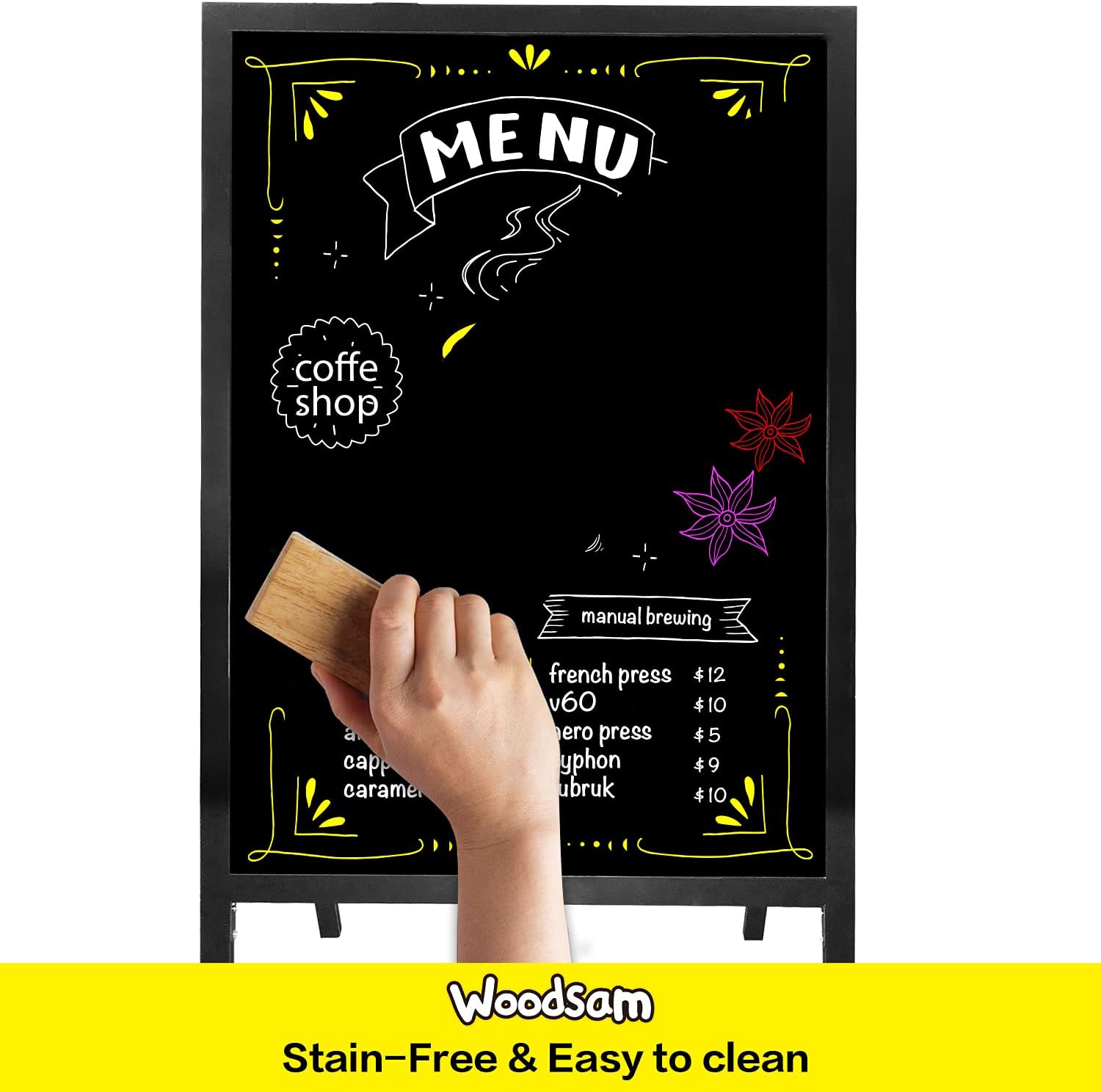 Woodsam Standing LED Board Sign with Neon Chalk Marker