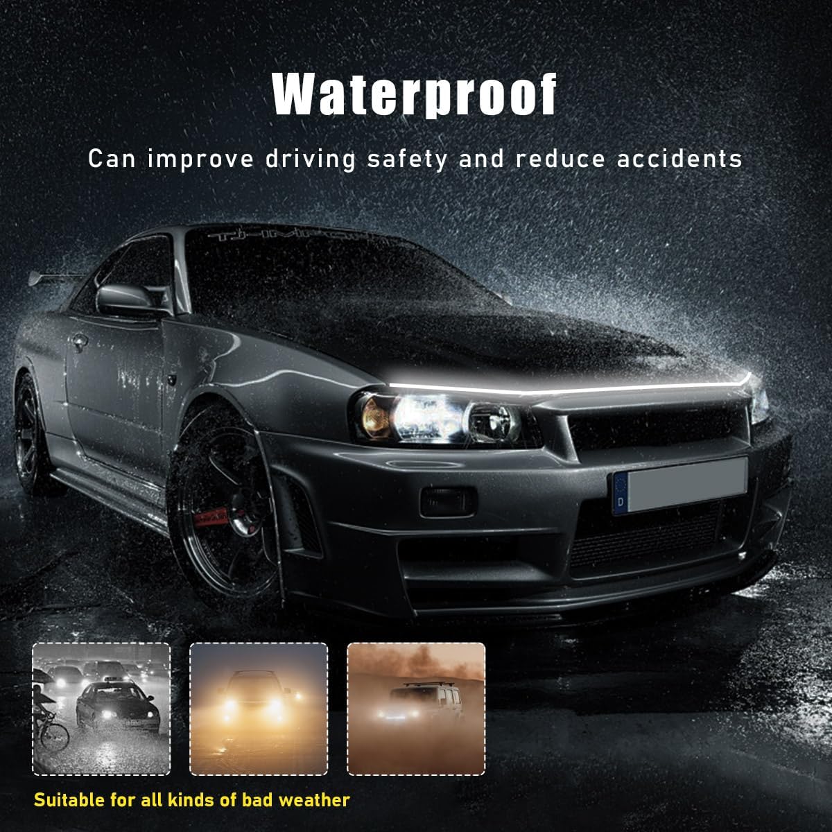 59 Inch Car Hood LED Light Strip with Dynamic Scan Effect