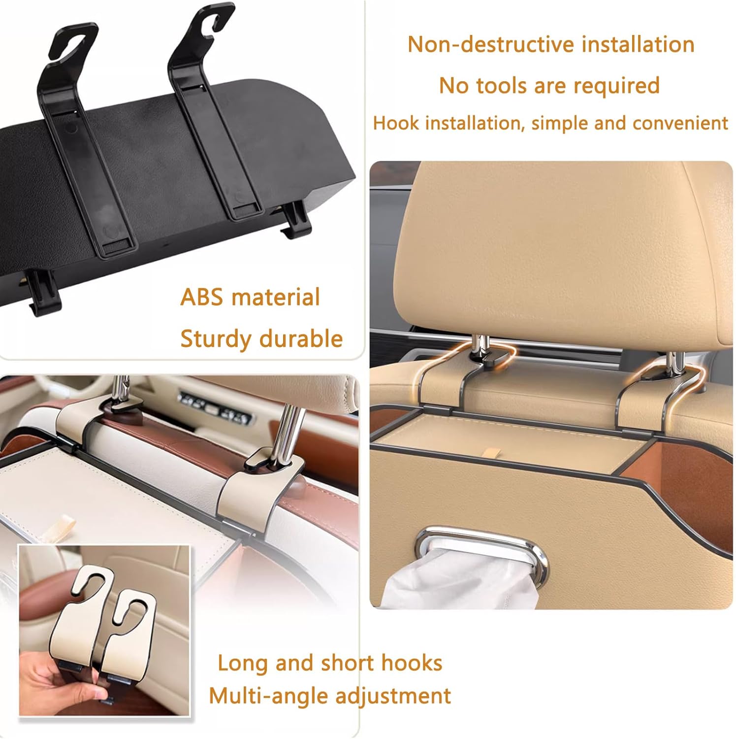 Car Headrest Back Seat Organizer with Cup Holder and Tissue Box