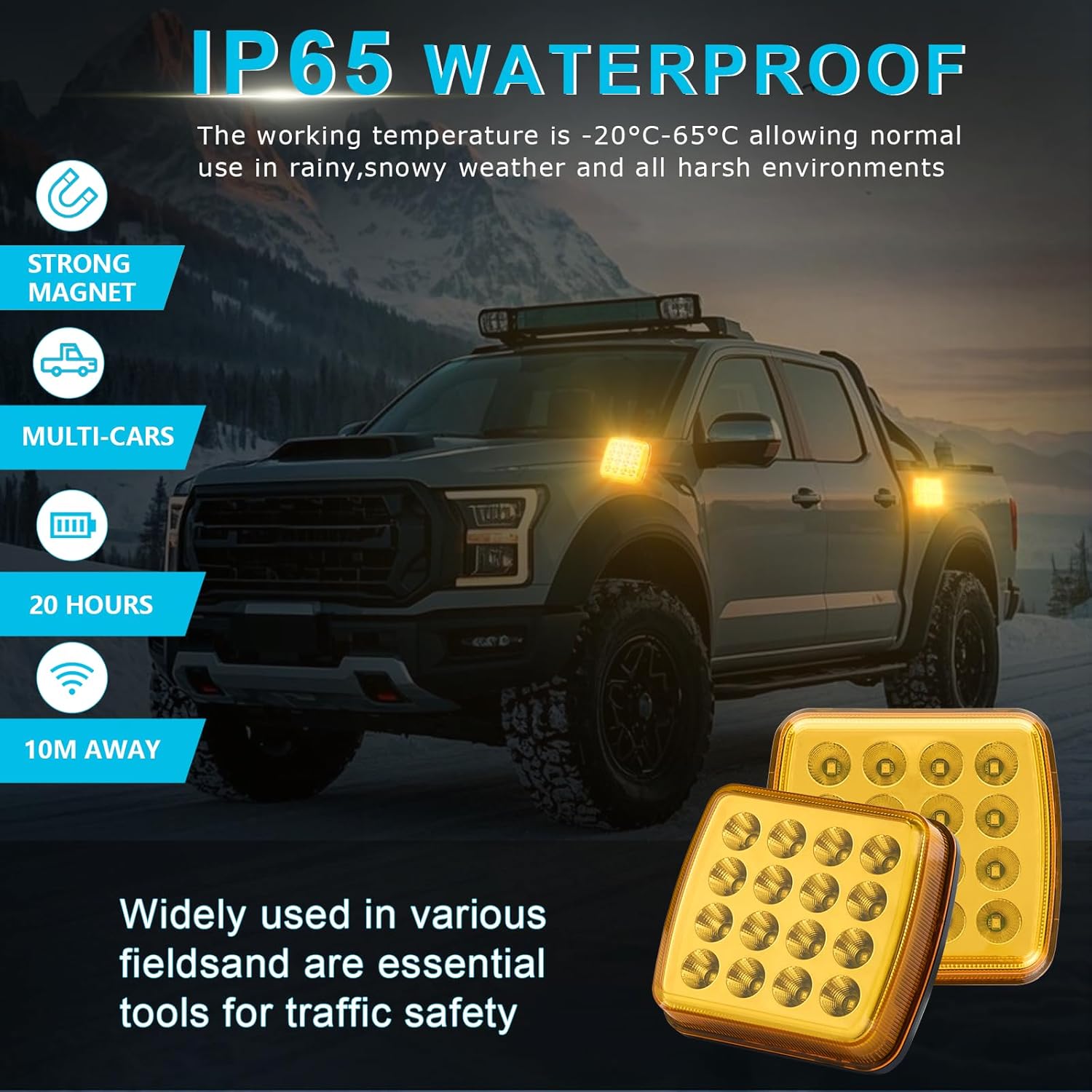 Markstor Wireless LED Road Flares Amber Emergency Strobe Lights