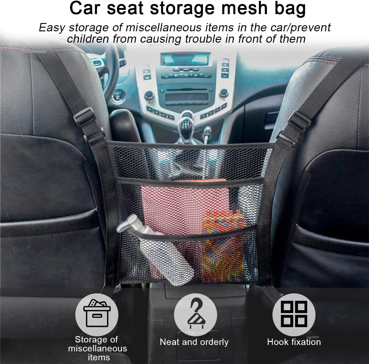 Zipelo 3 Layer Car Mesh Organizer with Hooks