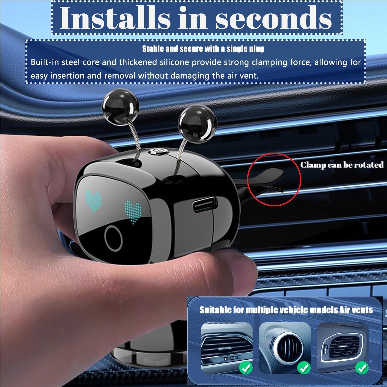 Robot Intelligent Aromatherapy Machine Smart Cute Robot Car Air Freshener V3