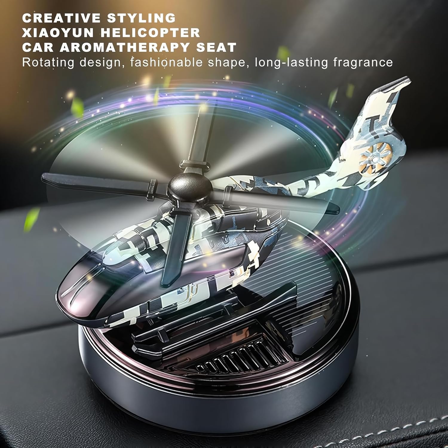 Solar Powered Helicopter Car Air Freshener Green