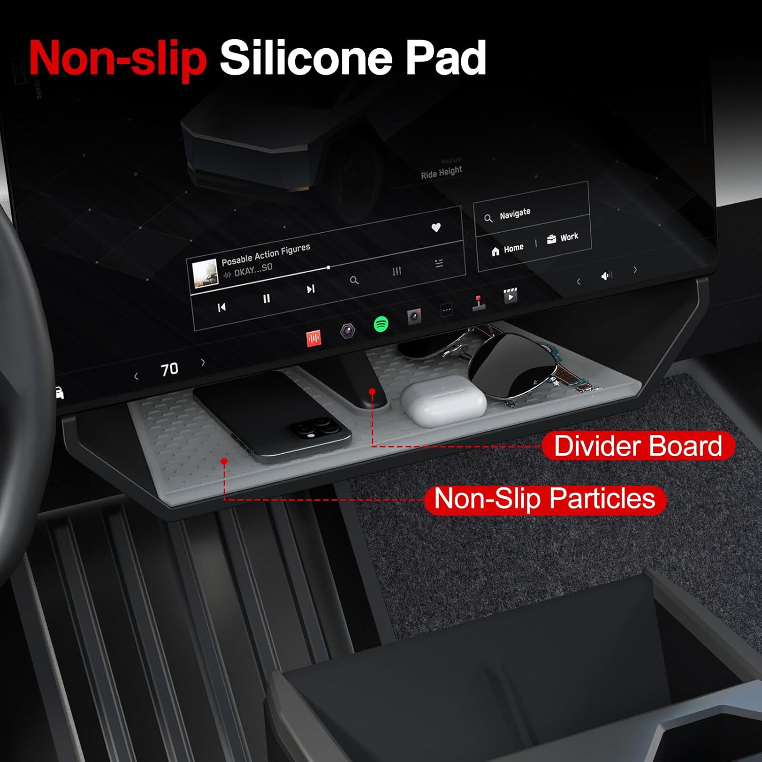 Under Screen Storage Box for Tesla Cybertruck 2024