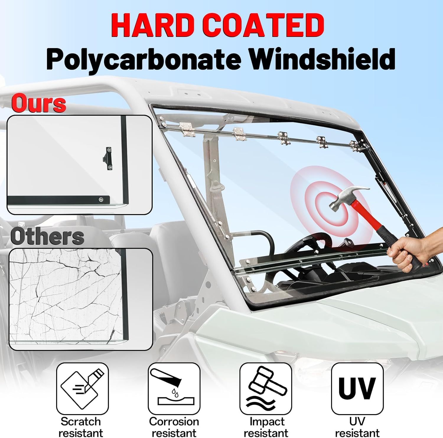 StarknightMT Flip Windshield for Can-Am Defender 2016-2024