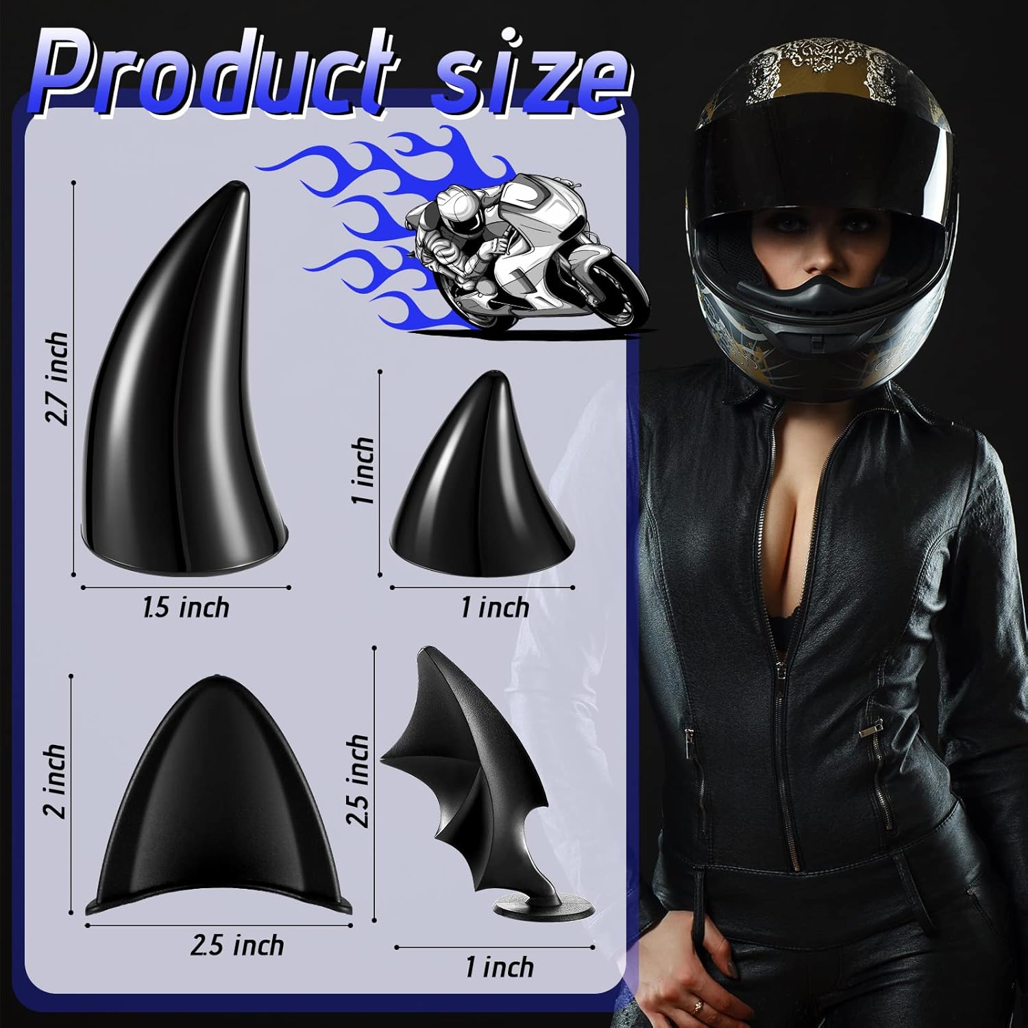 Lewtemi 4 Pairs Motorcycle Helmet Devil Horns Accessories