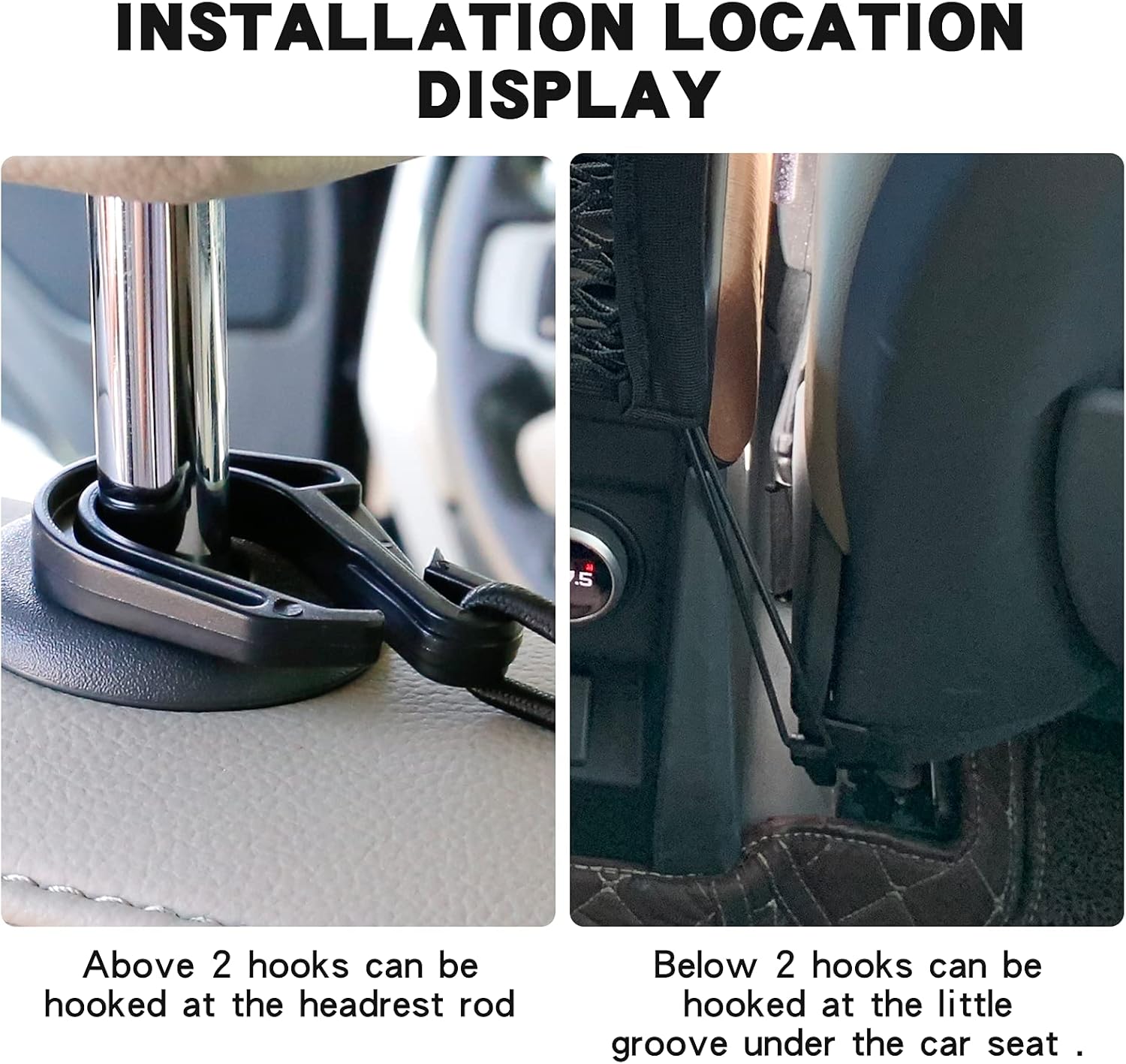 3-Layer Car Seat Back Net Organizer with 4 Straps and Hooks