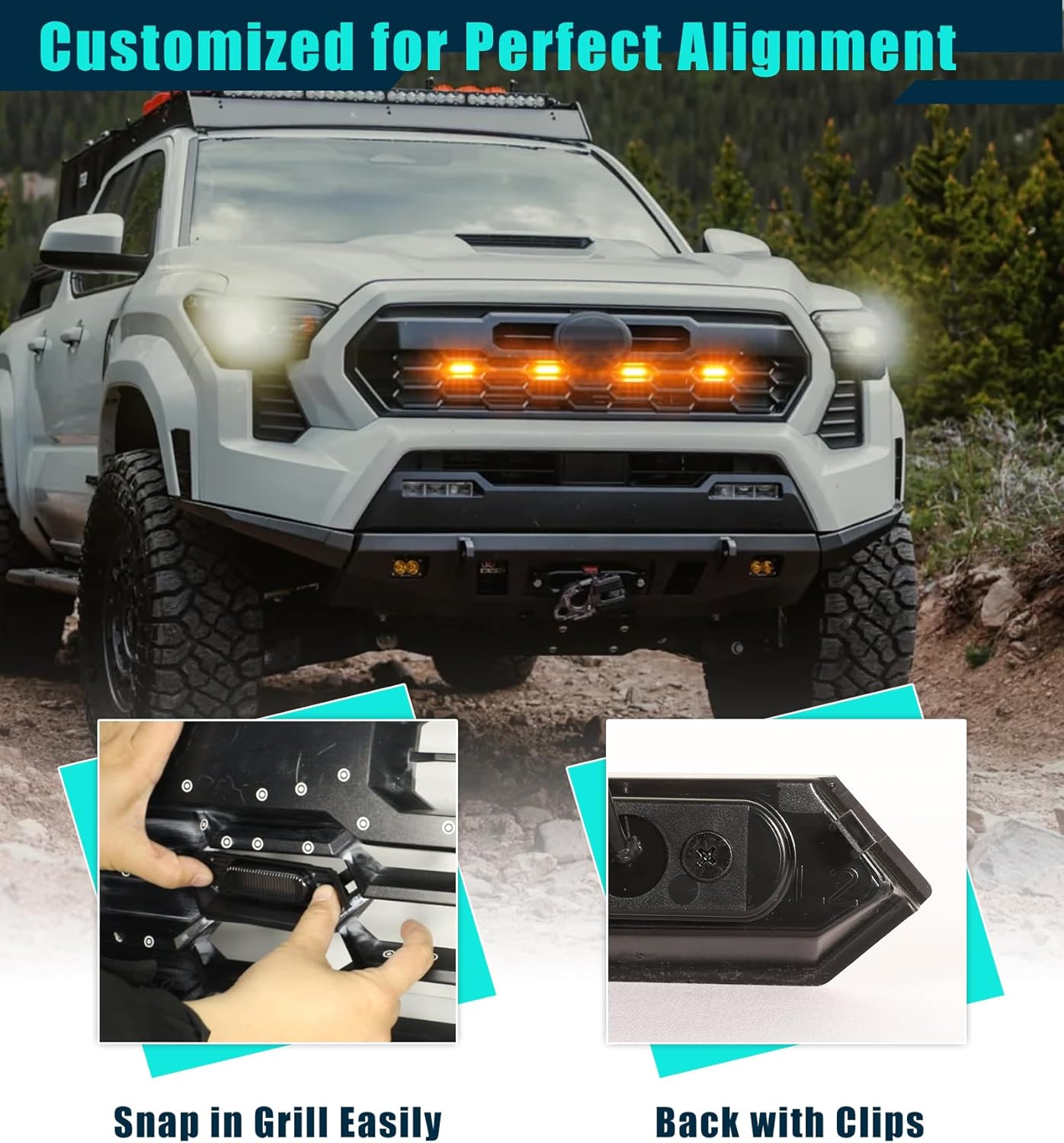 NEOXIST 2024 2025 Toyota Tacoma Raptor Grill LED Light Bar Amber