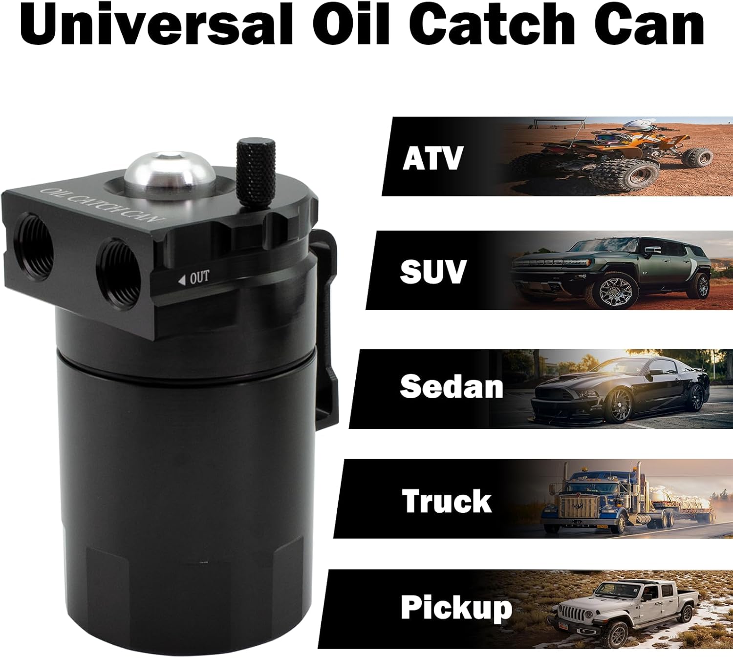 YIEXOVA Oil Separator Collection Tank 300ml Universal Aluminum Black