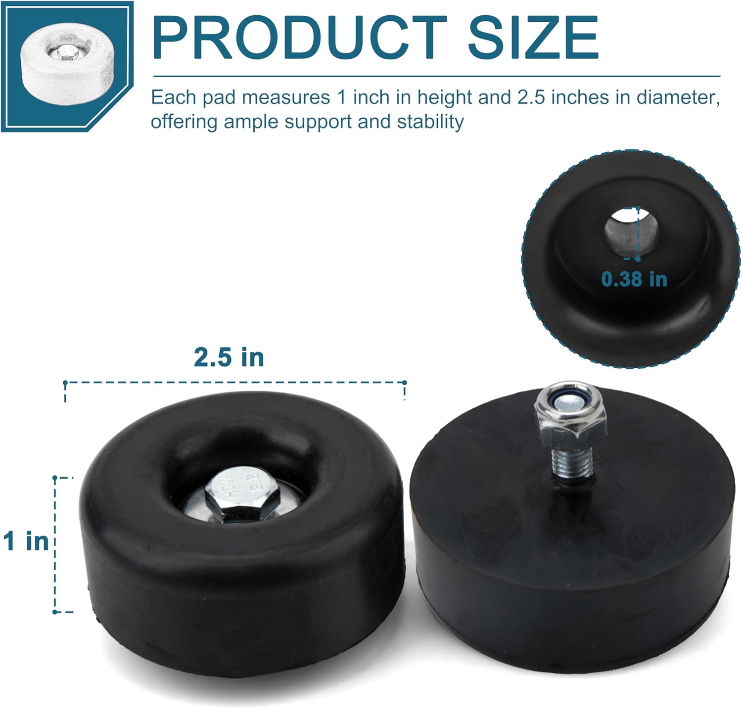 Round Rubber Trailer Bumpers 25 Inches 4 Pack with Hardware