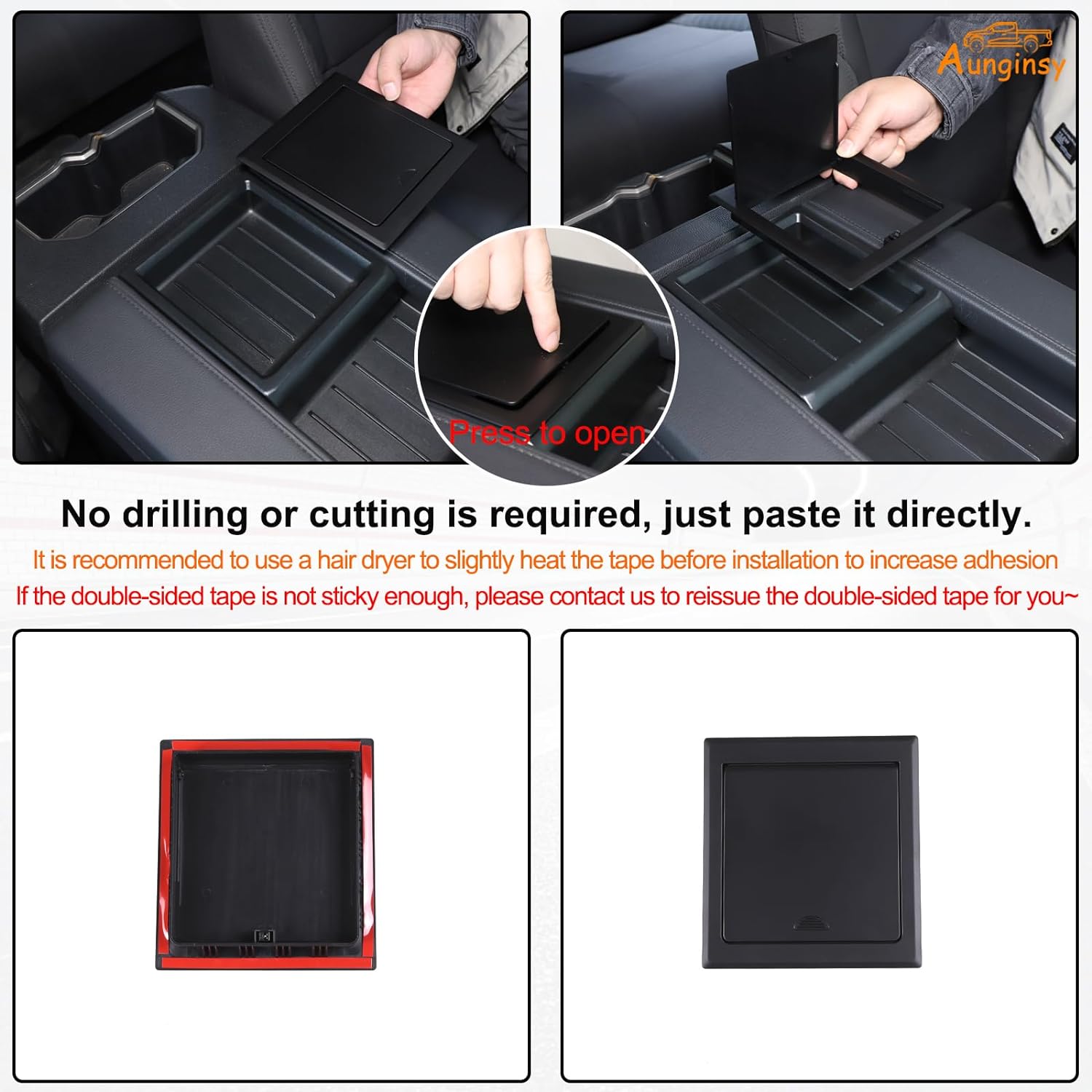 Aunginsy Armrest Storage Box Cover for Toyota Tundra 2022-2025