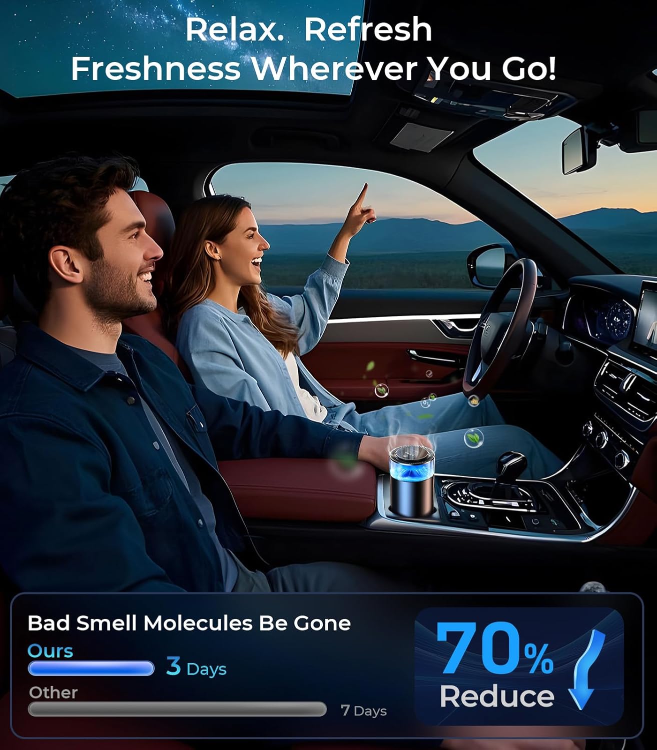 Hitolza Smart Car Air Freshener with Mystic Ice Scent