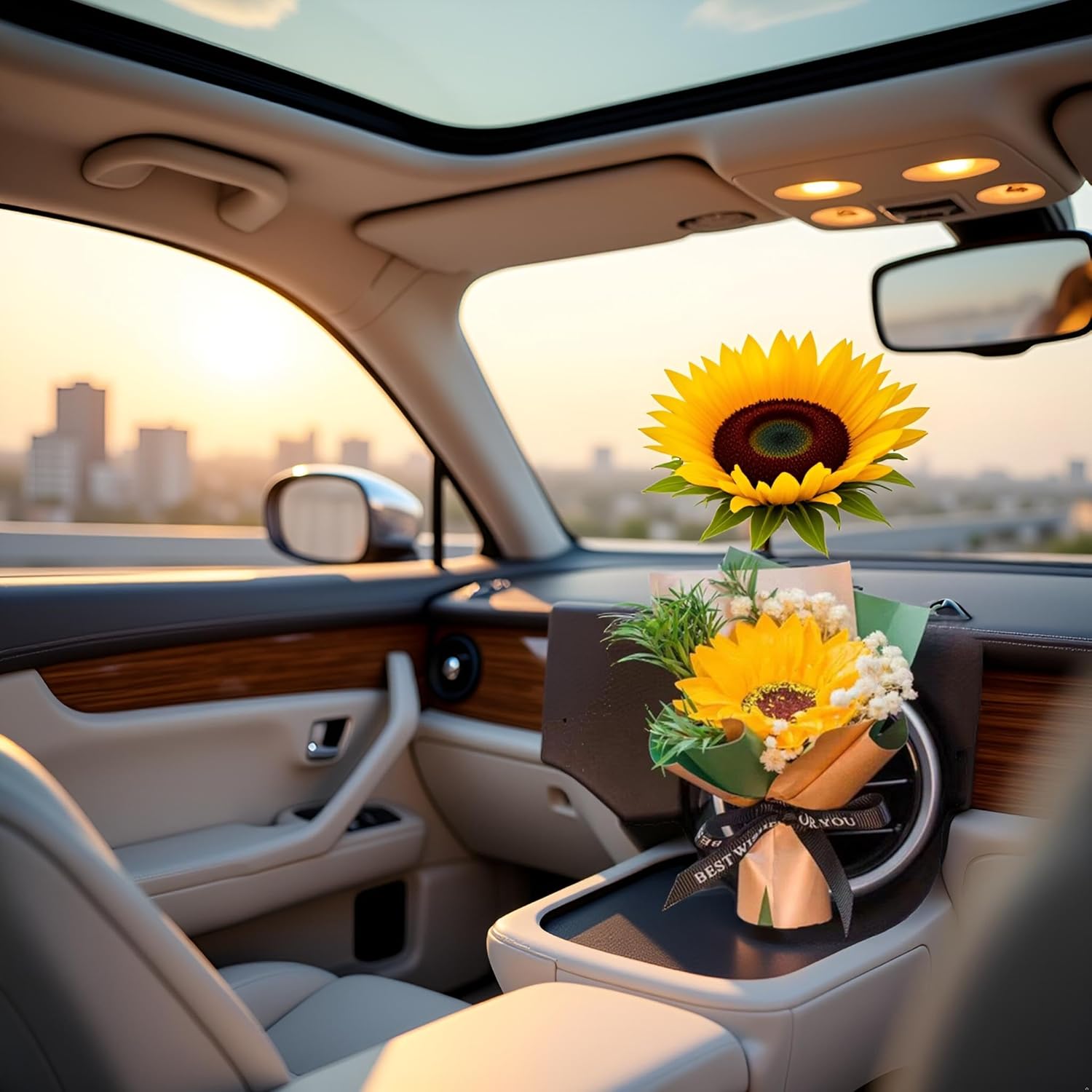 Fresh Flowers Mini Dried Flowers Bouquet for Car Air Vent Clips