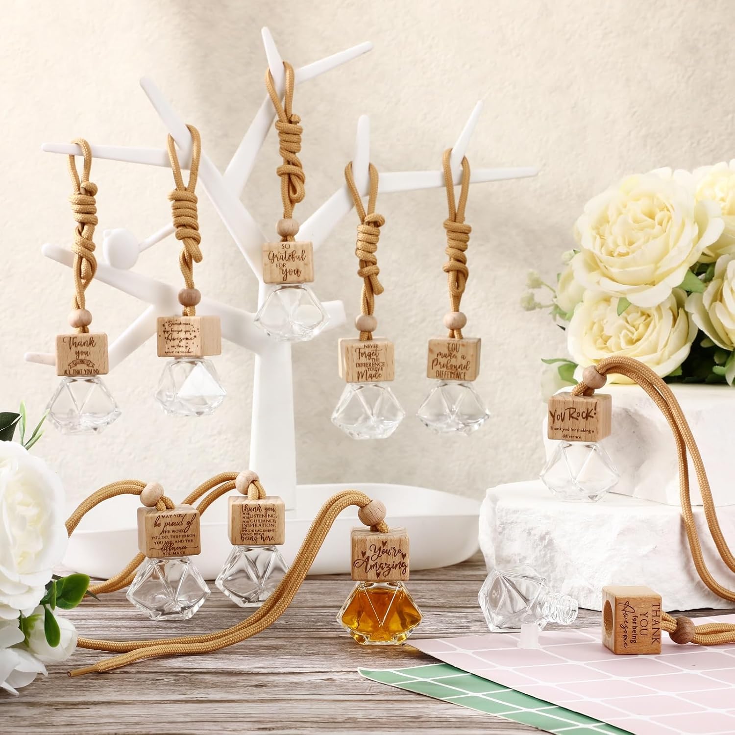 30 Pcs Appreciation Gift Car Diffuser with Inspirational Texts