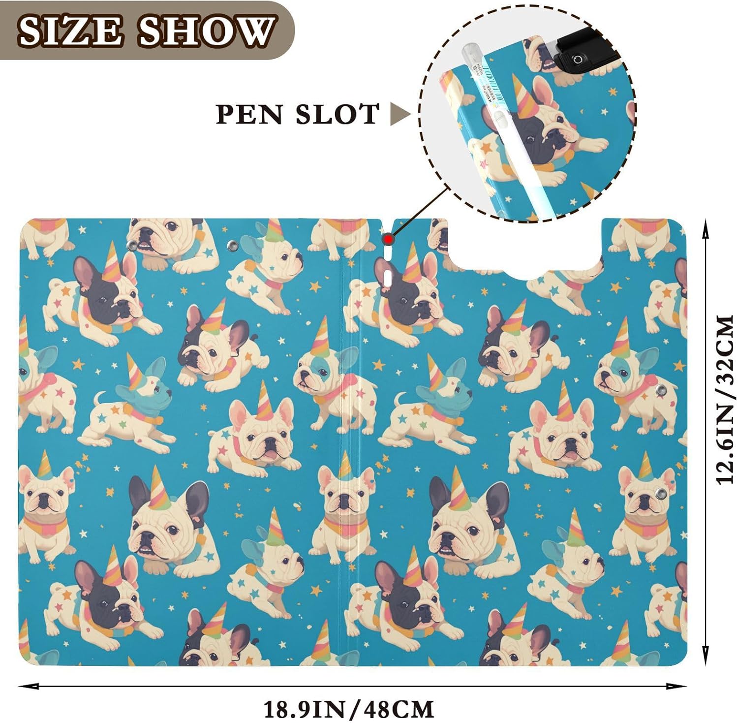 SHJI Funny French Bulldog Unicorn Clipboard Folder A4