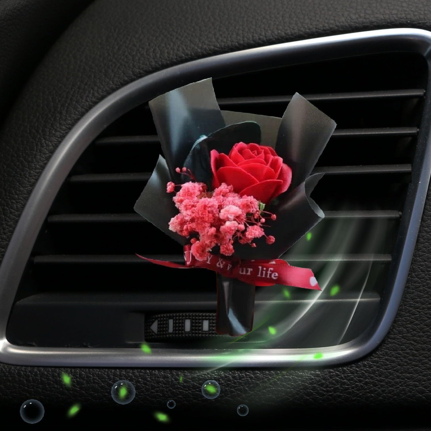 Galepromot Black Mini Dried Flower Bouquet Car Air Vent Clip
