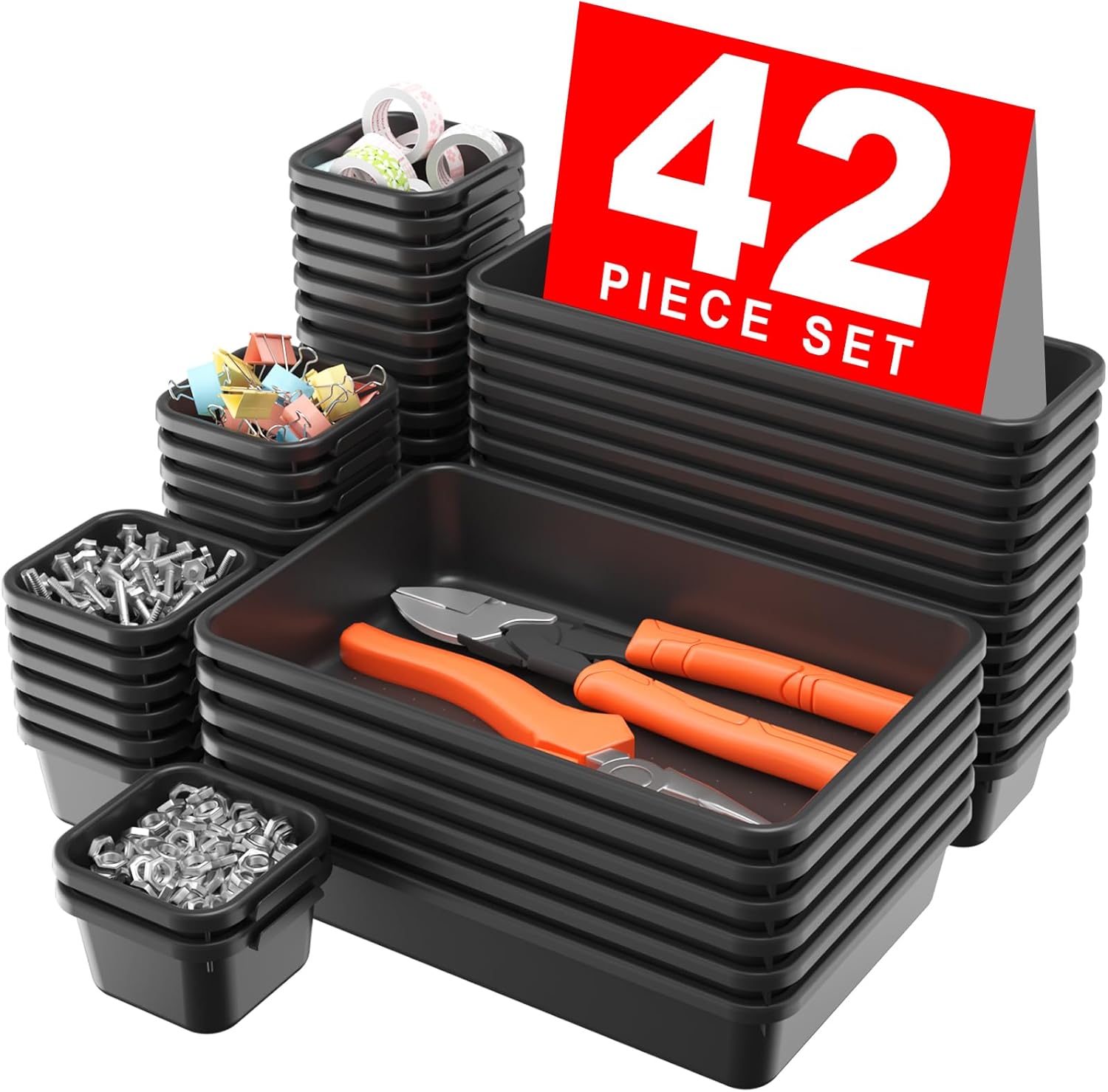 A-LuGei 42PCS Black Tool Box Organizer Tray Divider Set