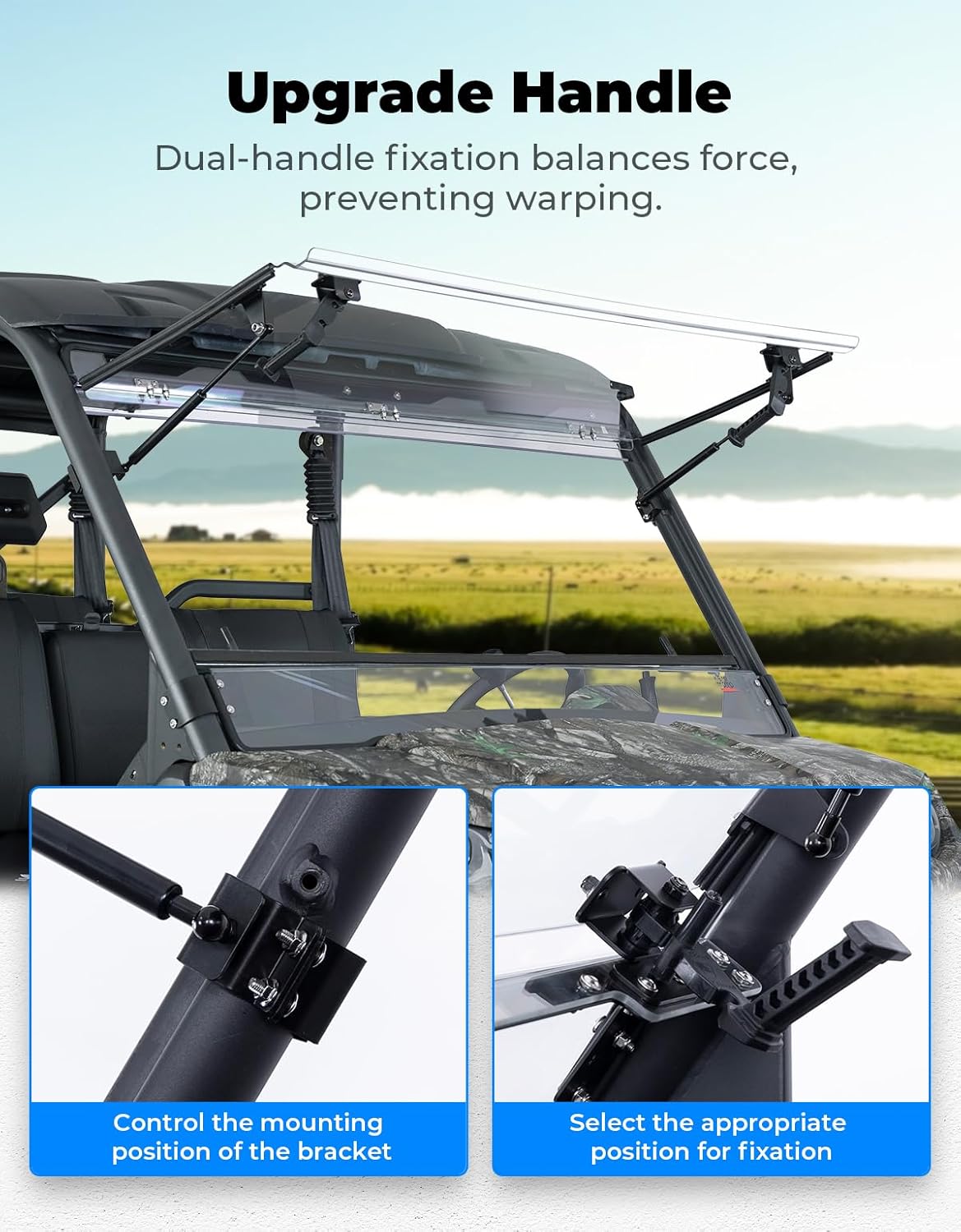KEMIMOTO Flip Front Windshield for CFMOTO Uforce 1000 1000 XL
