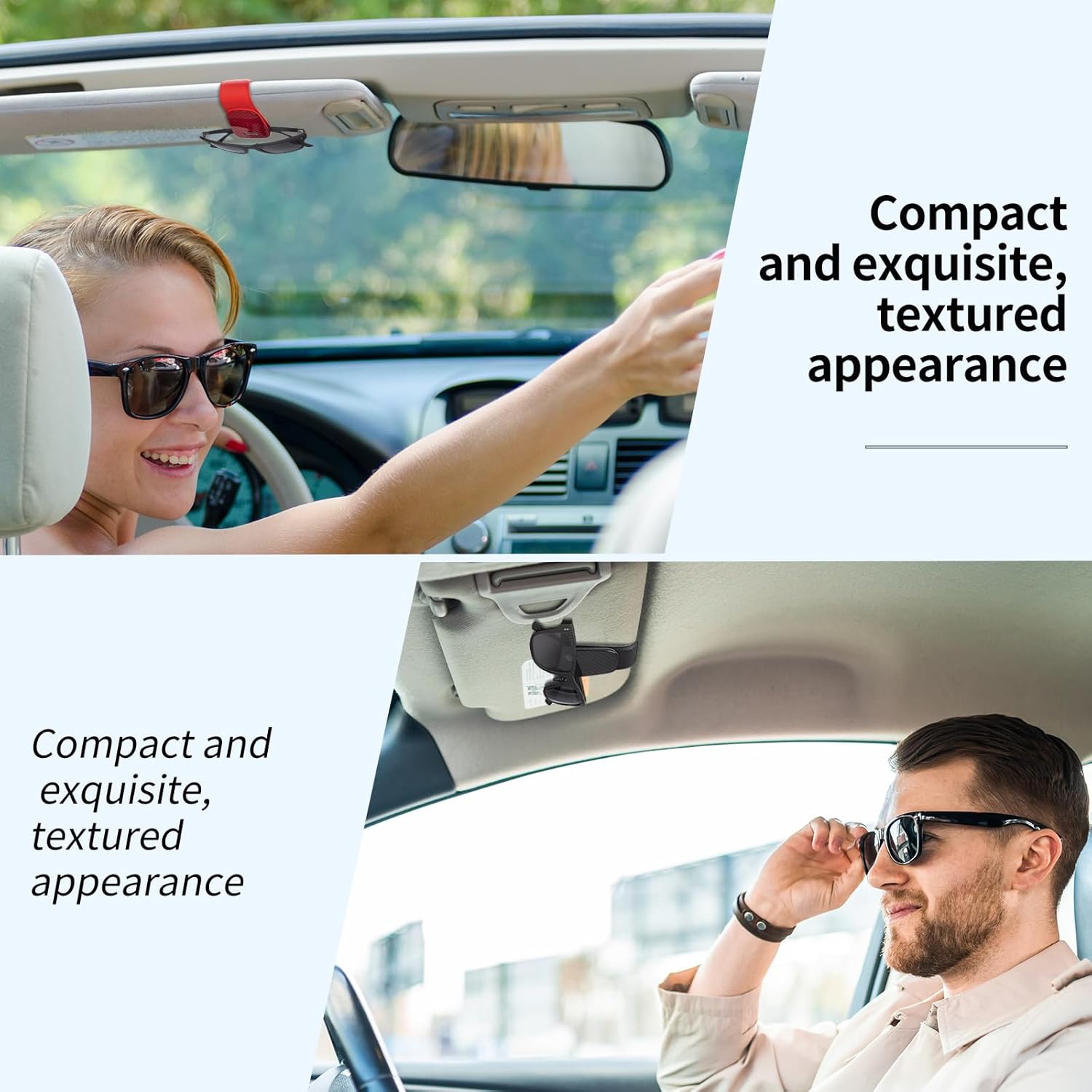 T-carbon Magnetic Leather Sunglass Holder for Car Visor Red