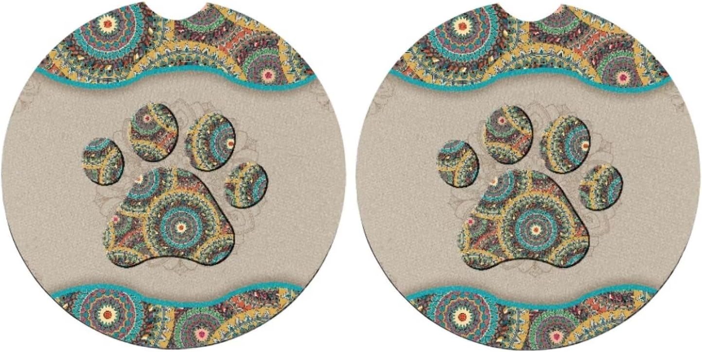 Boho Dog Paw Non-Slip Car Coaster Mat - 28 Inch