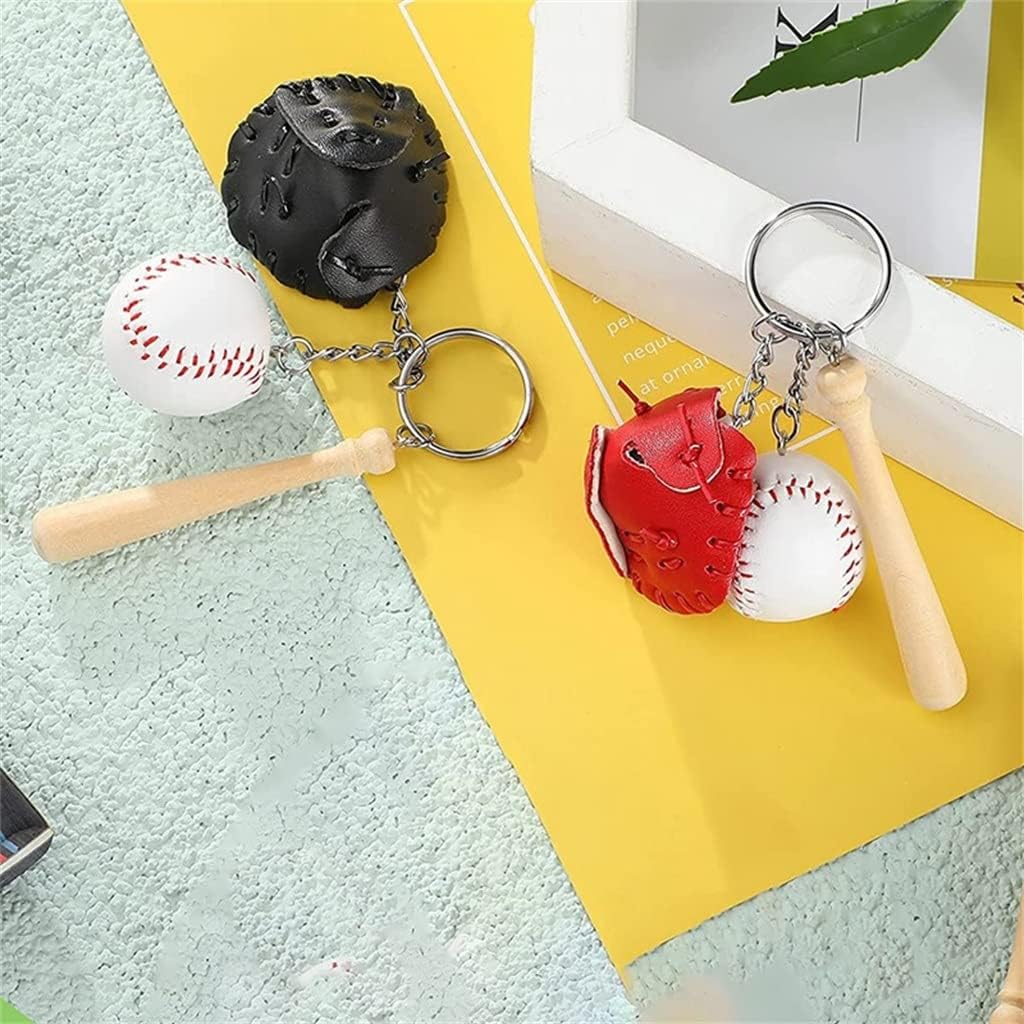 12 Pcs Baseball Glove Keychain Set Wooden Keychains