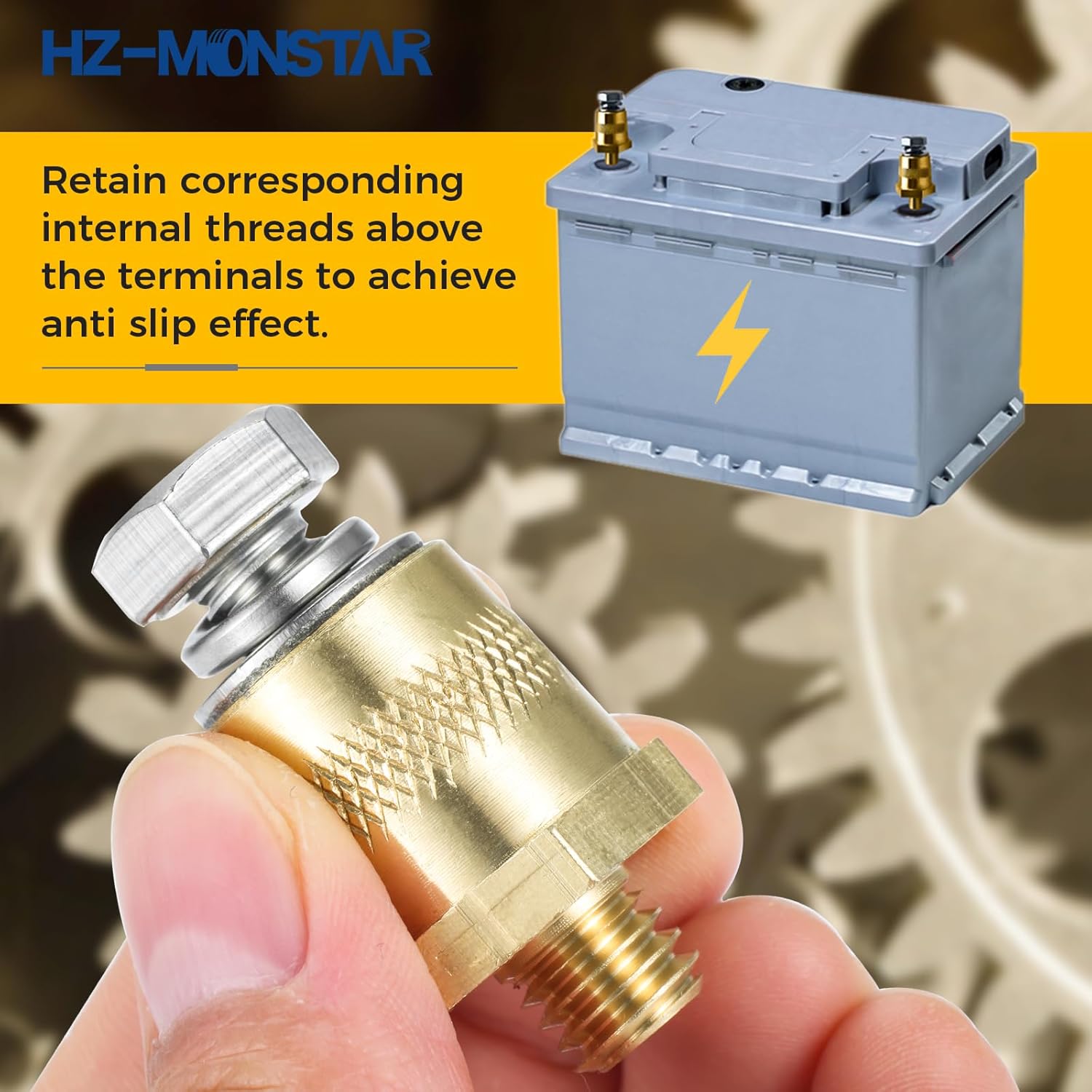 HZ-MONSTAR Battery Terminal Adaptor Kit 2Pcs 38-16 Thread