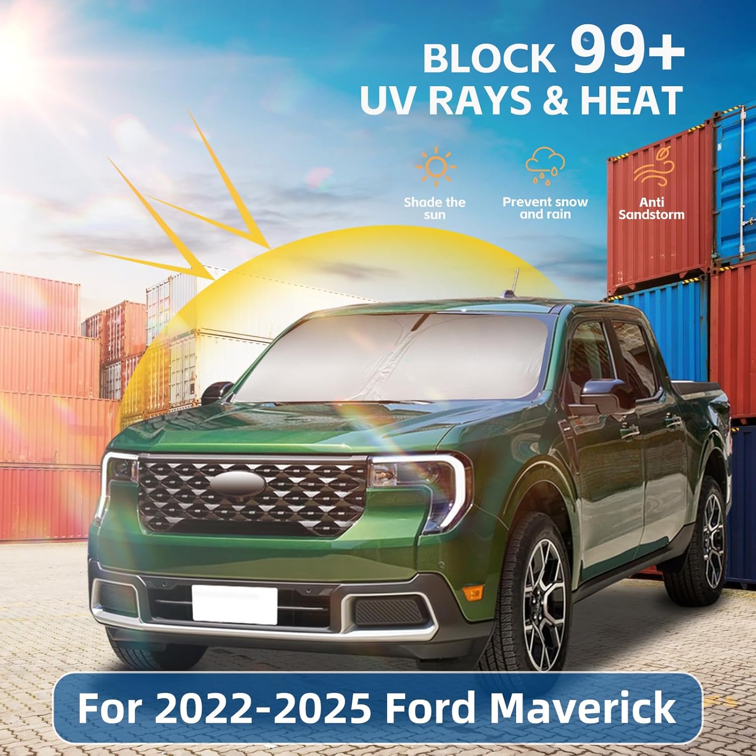 AuyNeas Windshield Sunshade for Ford Maverick 2022-2025