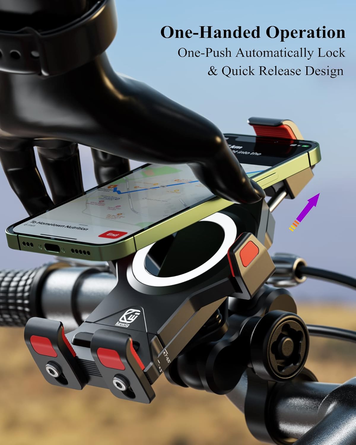 BRCOVAN Motorcycle Phone Mount with Secure Lock and Vibration Dampener