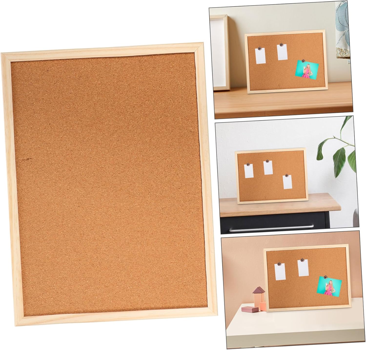 Office Memo Board Corkboard with White Frame Set Decorative