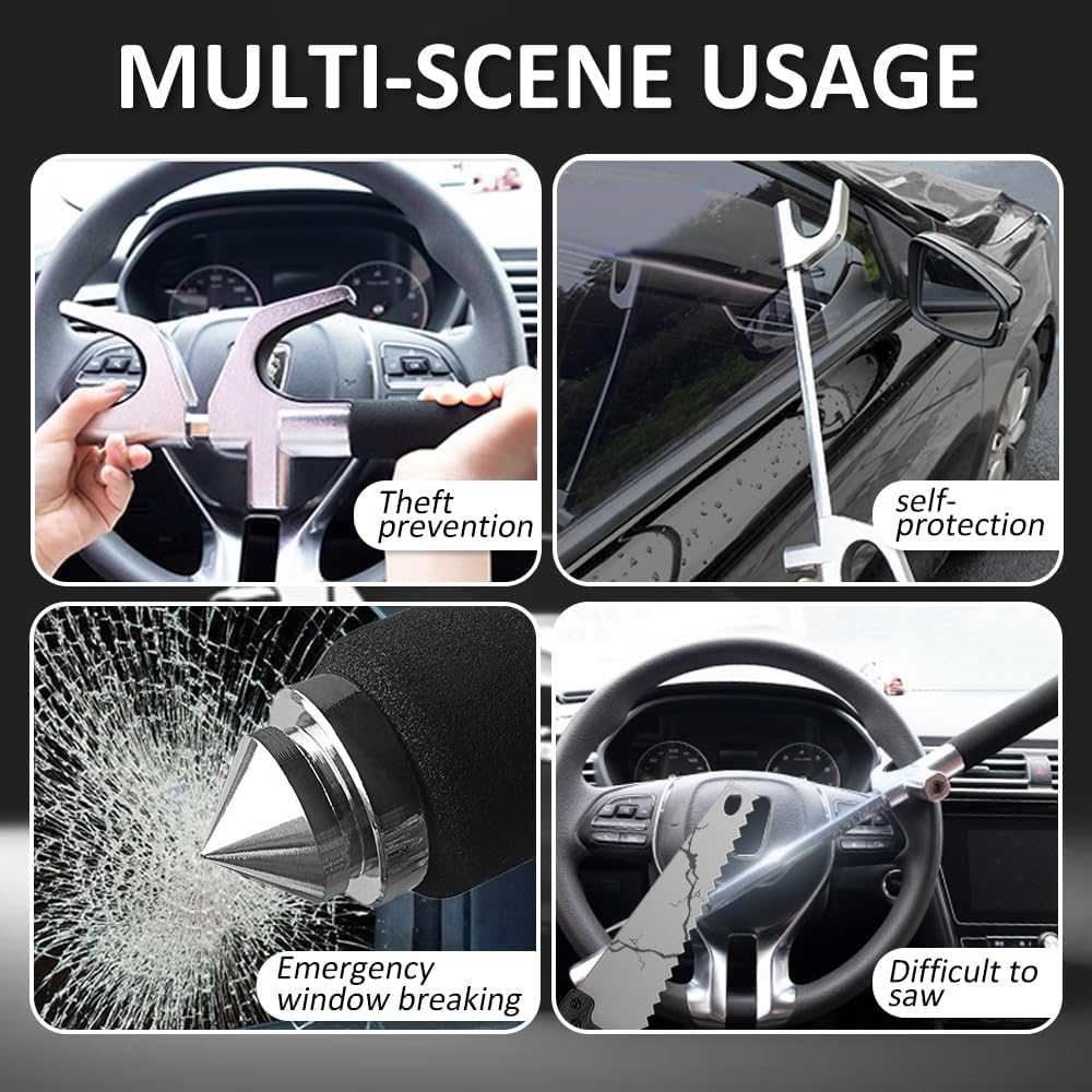 Heavy Duty Steering Wheel Lock with 3 Keys and Breakaway Tip