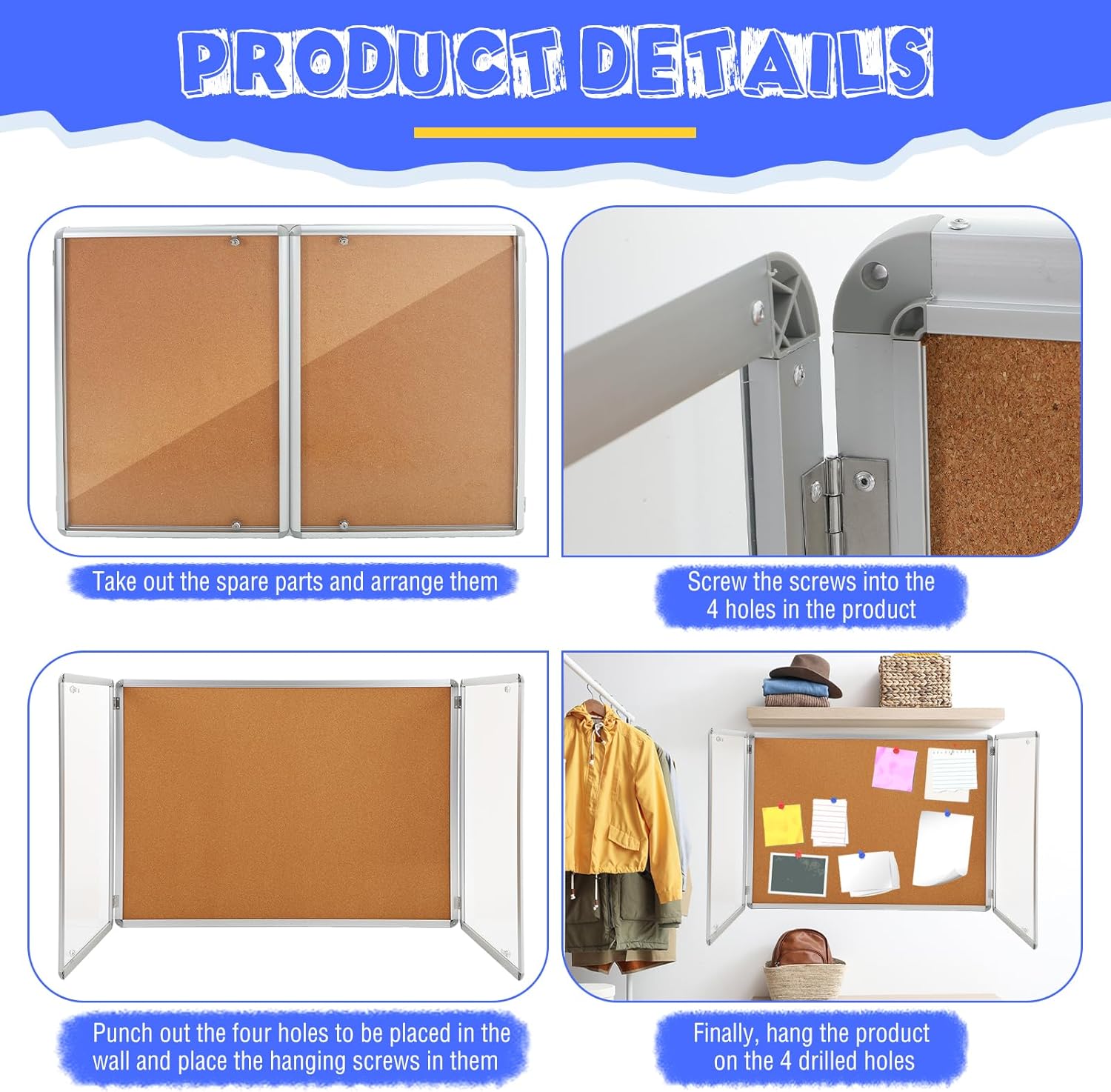 2 Pack Lockable Enclosed Bulletin Board 48x36 Inches