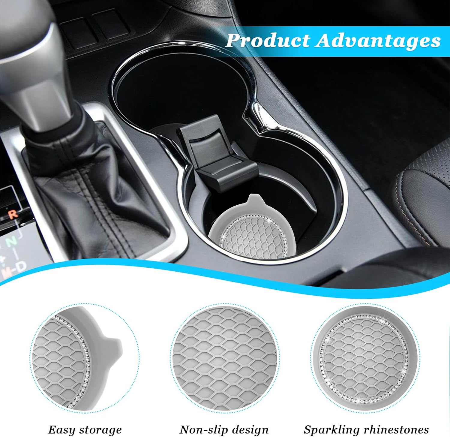 Ziciner 4 Piece Car Cup Coaster Holder Set