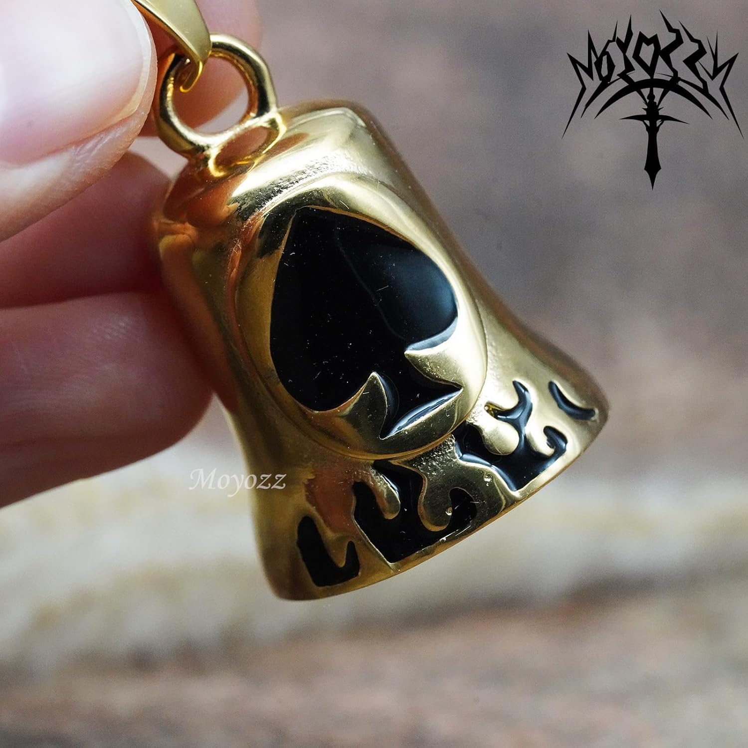Gold Lucky Ace of Spades Biker Bell Keychain