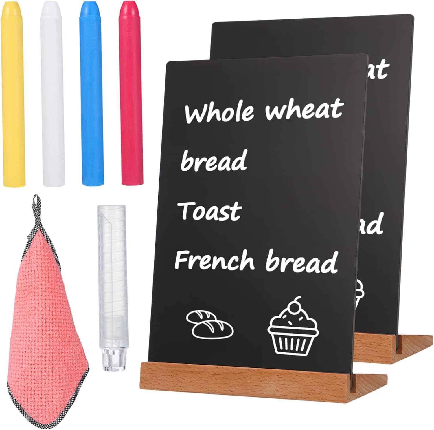 Zerodeko 2pcs Mini Chalkboard Signs with Easel Stands