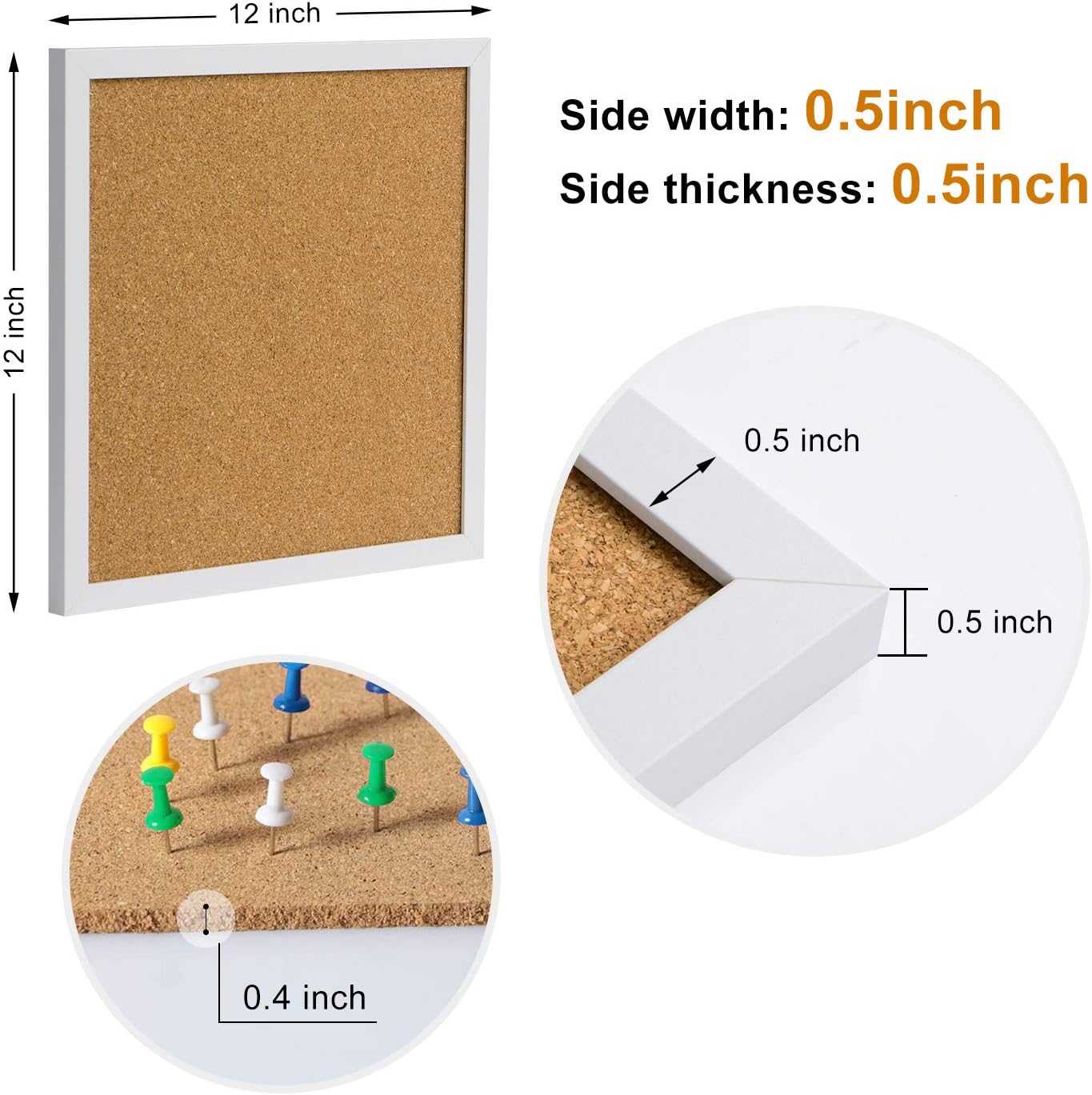 AkTop 12x12 White Framed Corkboard 4 Pack