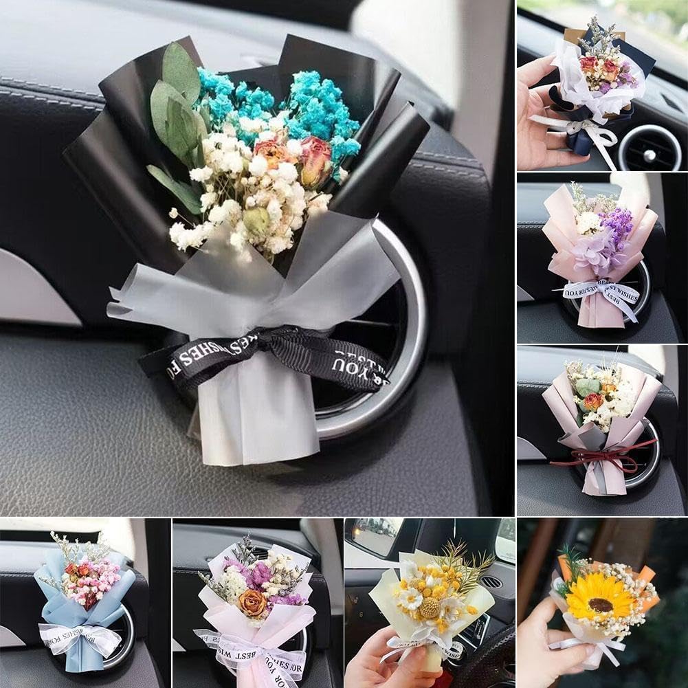 Blue Mini Dried Flower Car Air Freshener Vent Clip