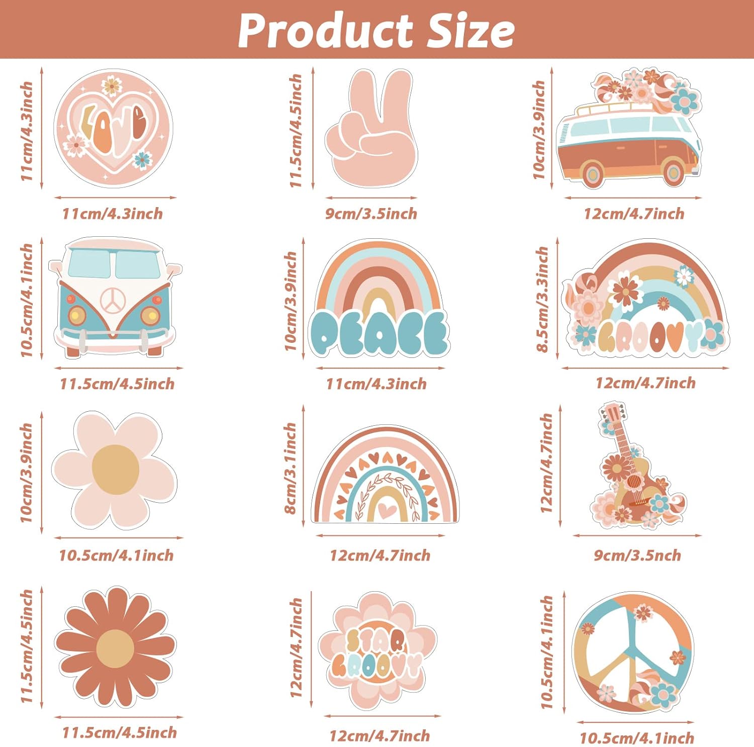 48PCS Hippie Retro Bulletin Board Decor Set