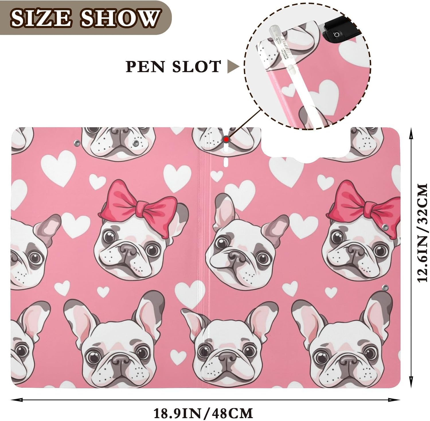 Kcldeci Clipboard Folder with French Bulldog Design