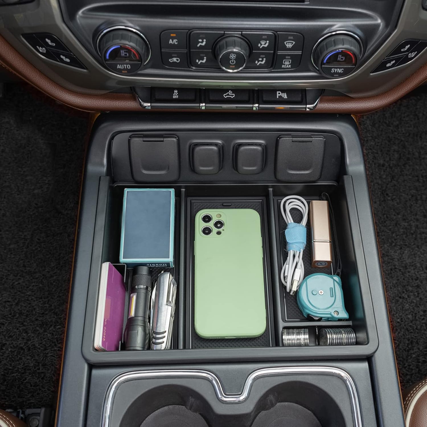 JKCOVER Center Console Organizer for Chevy Silverado GMC Sierra 2014-2018